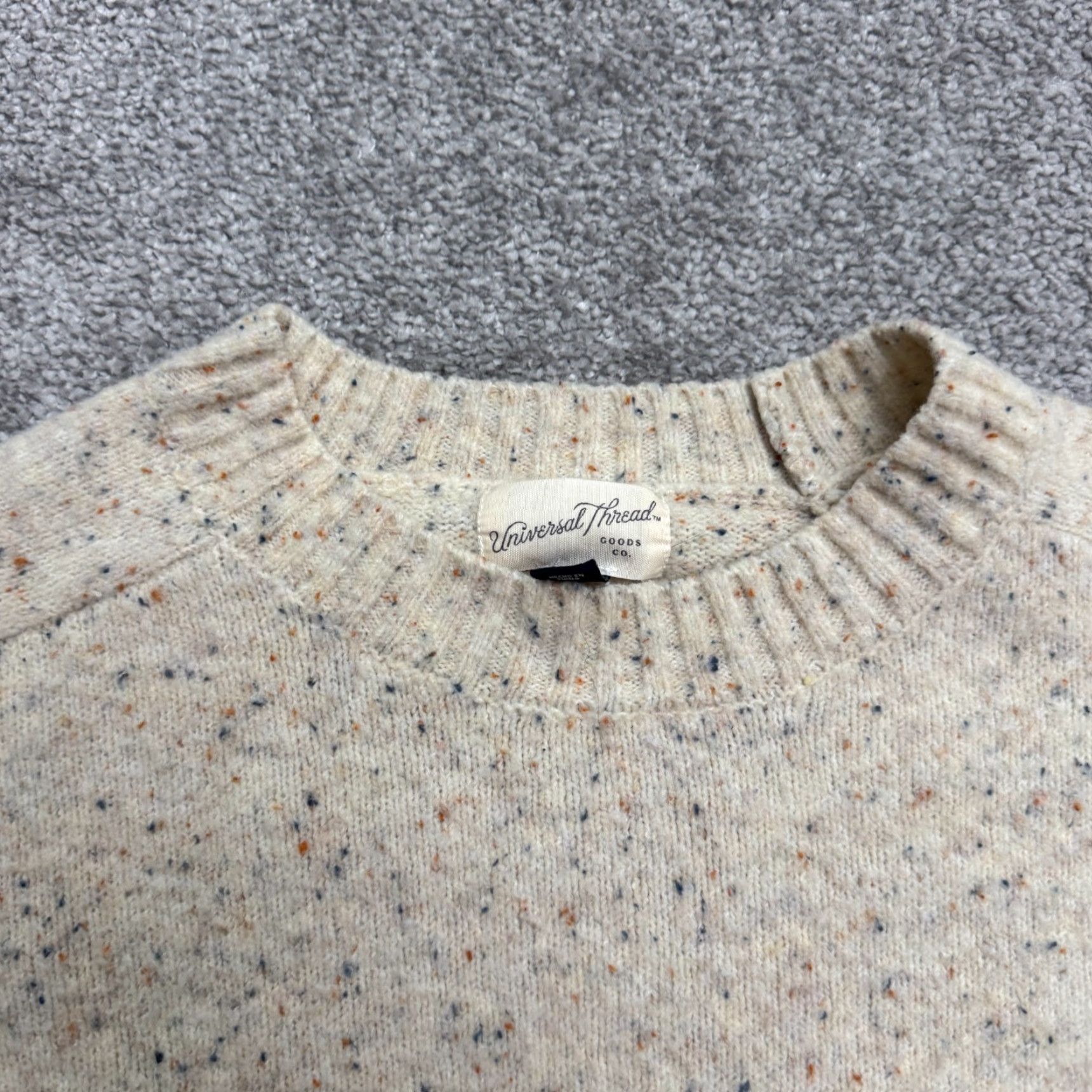 Vintage Universal Thread Speckled Cropped Pullover Sweater Womens M Oatmeal Cream Size M / US 6-8 / IT 42-44 - 3 Thumbnail