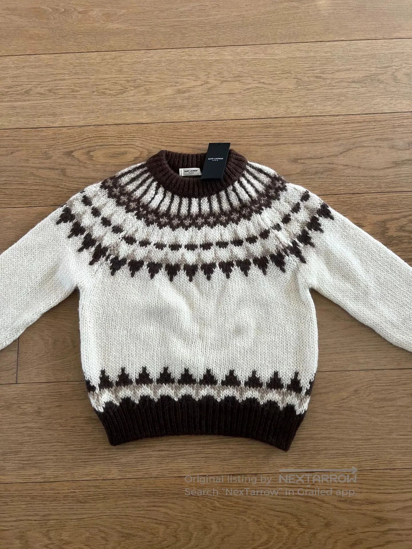 Saint Laurent Paris YSL Saint Laurent Fair Isle Sweater. Size L / US 10 / IT 46 - 1 Thumbnail