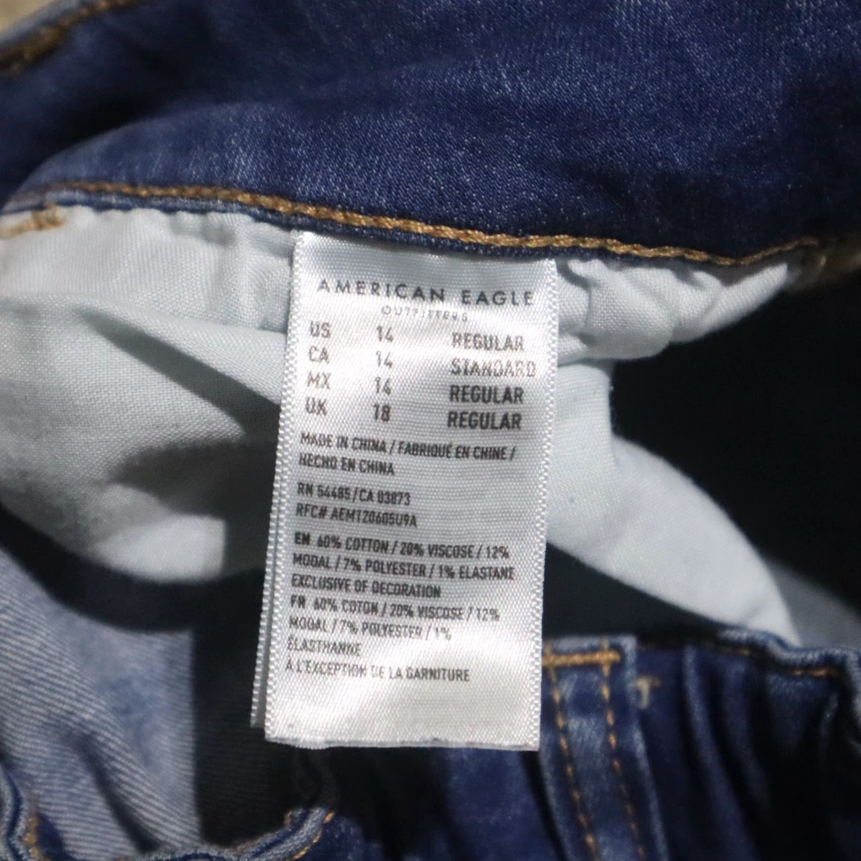American Eagle Outfitters American Eagle Outfitters Jeans Jegging 14 Blue Denim High Rise 360 Super Stretch 14R Women Mens Size 36" / US 14 / IT 50 - 4 Thumbnail