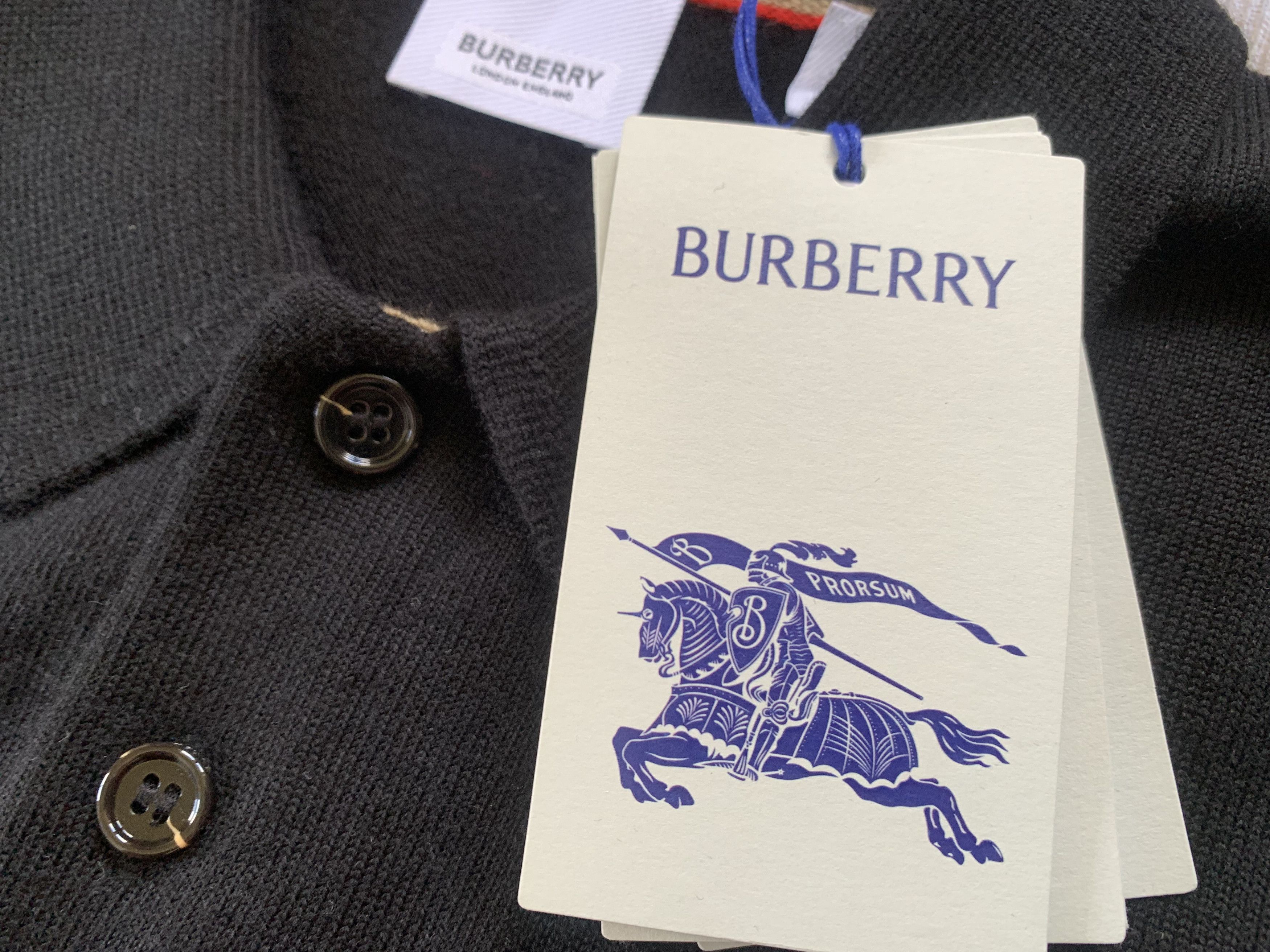 Burberry Mens Burberry Pace Long-Sleeve Wool Polo Shirt Size US M / EU 48-50 / 2 - 7 Thumbnail