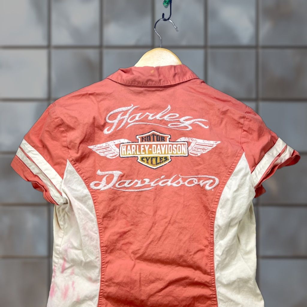 Harley Davidson VINTAGE Harley-Davidson Shirt Womens y2K Zip Up Short Sleeve Medium Pink Size M / US 6-8 / IT 42-44 - 1 Thumbnail