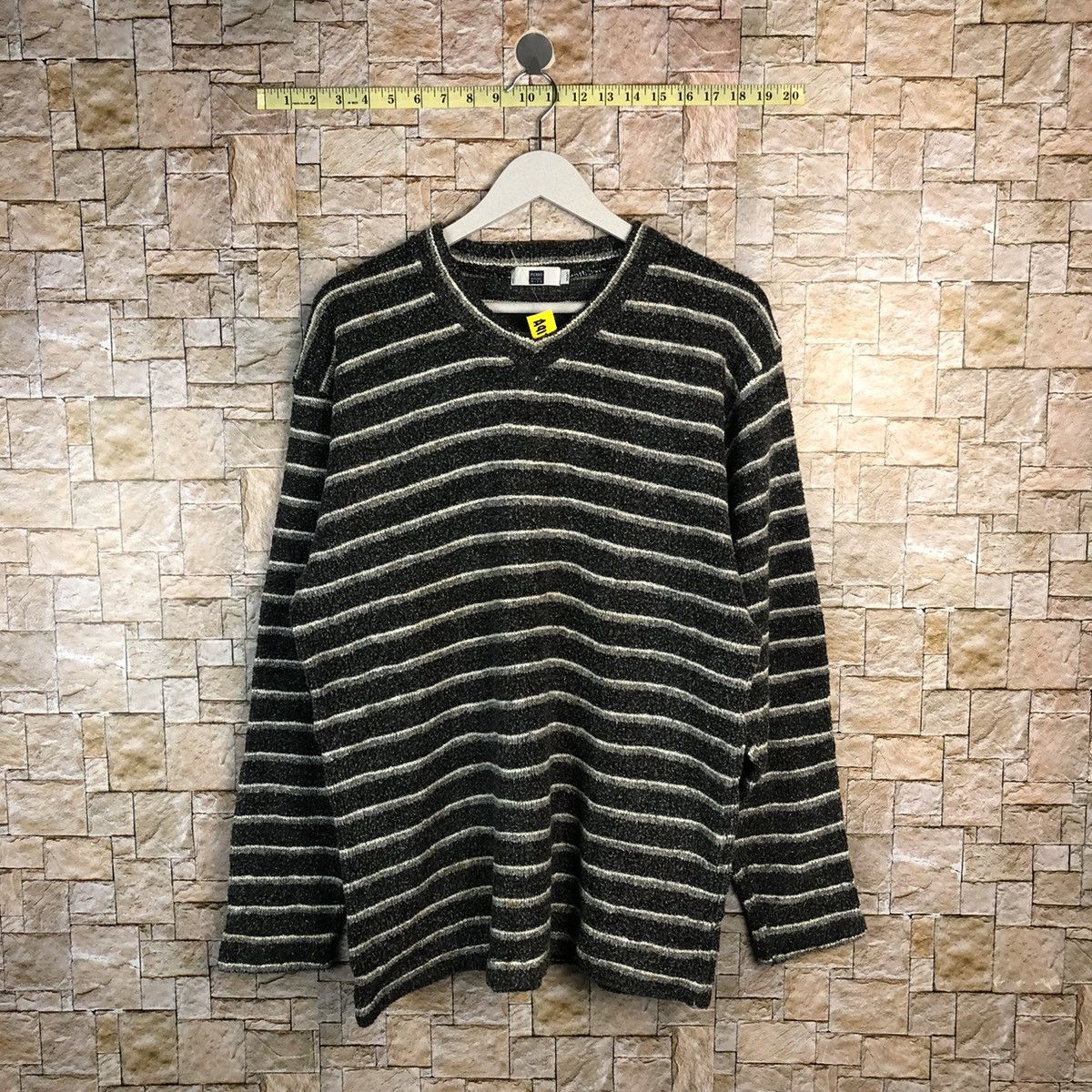 Homespun Knitwear × Japanese Brand × OVER THE STRiPES Picaro Dark Blue Stripe vintage Knitwear #A917 Size L / US 10 / IT 46 - 1 Thumbnail