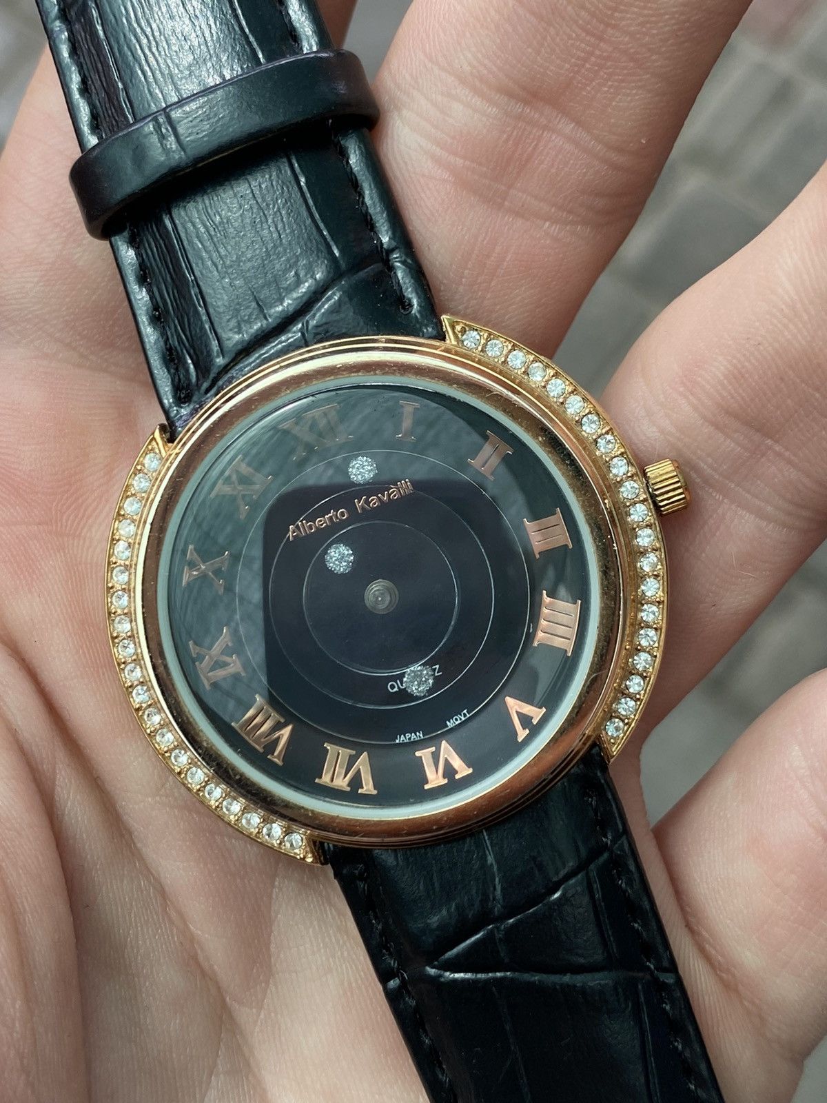 Japanese Brand × Vintage Luxury Alberto Kavalli Watch with 3 Diamonds Size ONE SIZE - 7 Thumbnail