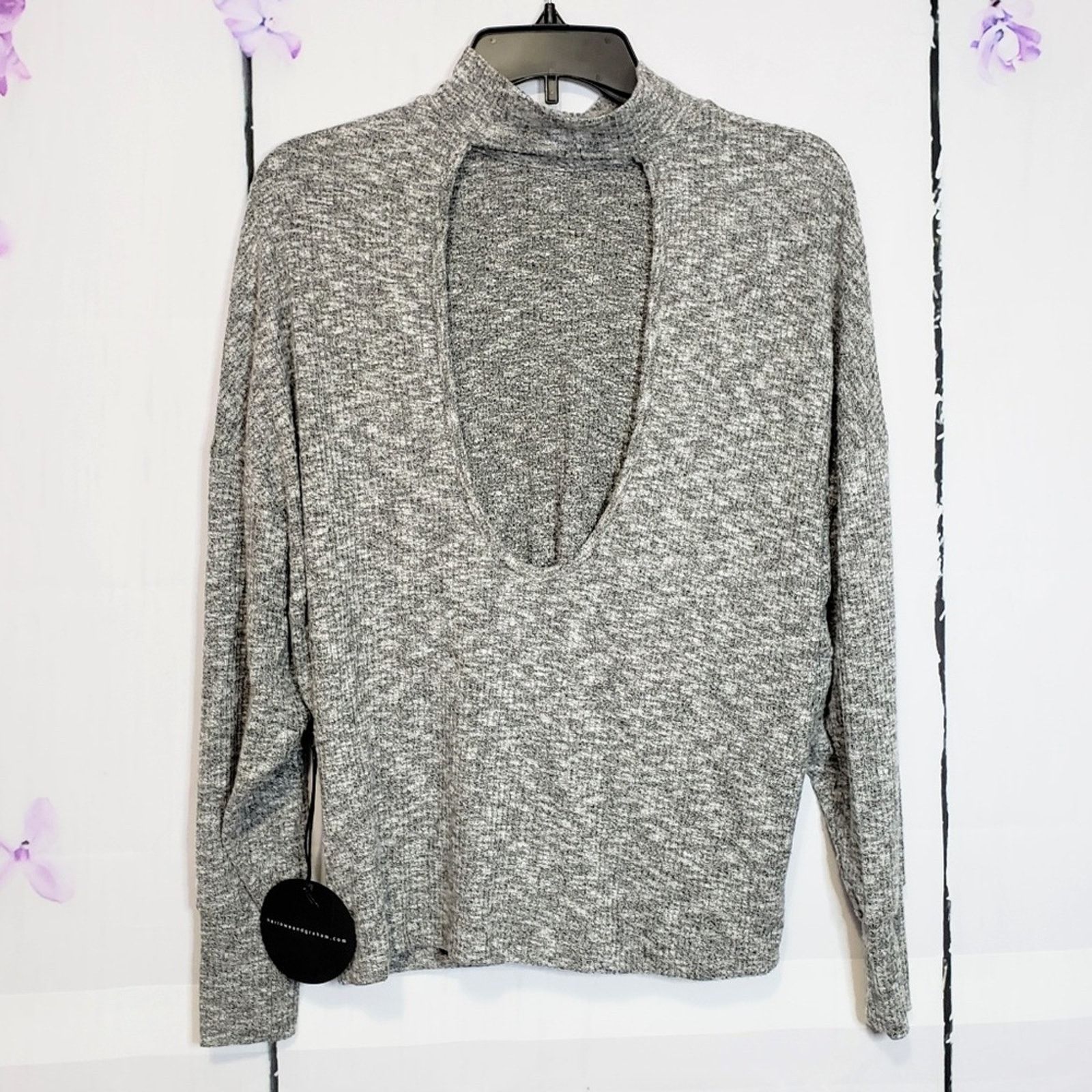 Designer Harlowe & Graham Grey Mock Open Back Knit Sweater XS Size XS / US 0-2 / IT 36-38 - 2 Thumbnail