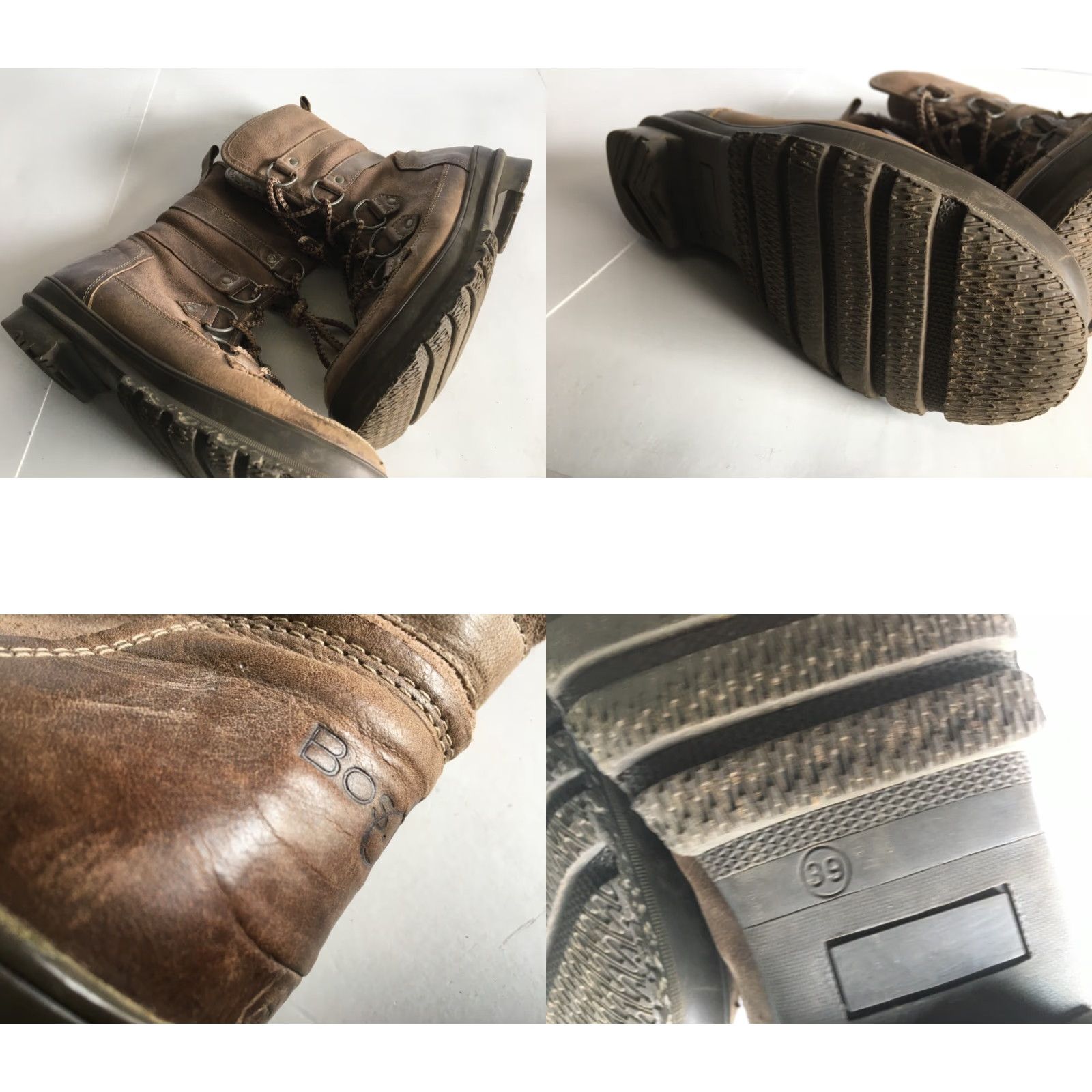 Vintage Bos & Co Boots 39 Lace Up Zip Leather Wool Lined Brown Mitchell Women Mid-Calf Block Heel US 9 EU 39 Vintage No Size US 9 / IT 39 - 8 Thumbnail