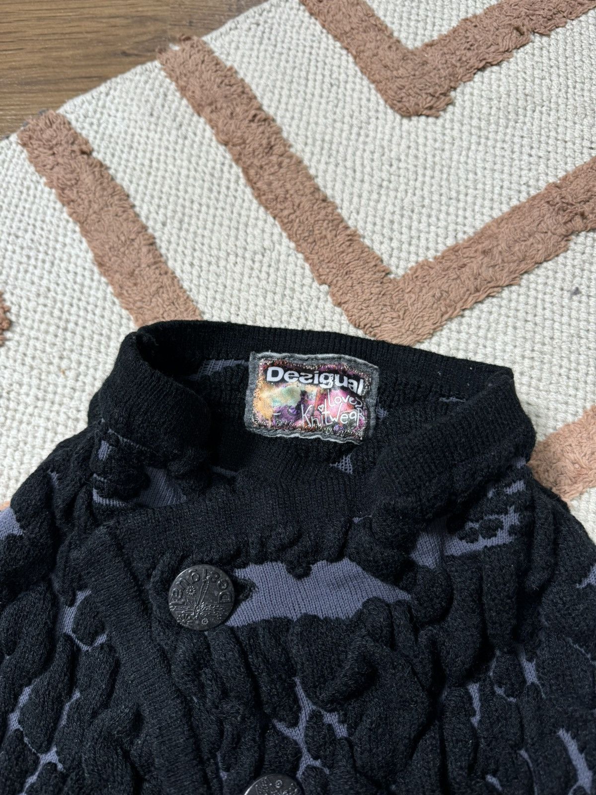 Desigual VINTAGE DESIGUAL AVANT GARDE QUILTED SWEATER CARDIGAN Size S / US 4 / IT 40 - 2 Thumbnail