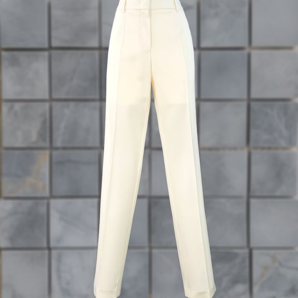 Jil Sander JIL SANDER Pants Cream Size 8 Wool Flat Front Women Size 30" / US 8 / IT 44 - 1 Thumbnail
