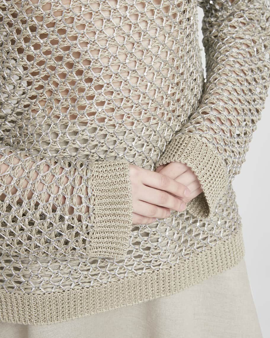 Valentino o1s22i1n0924 Mesh Knit Pullover Sweater in Beige Size M / US 6-8 / IT 42-44 - 4 Thumbnail