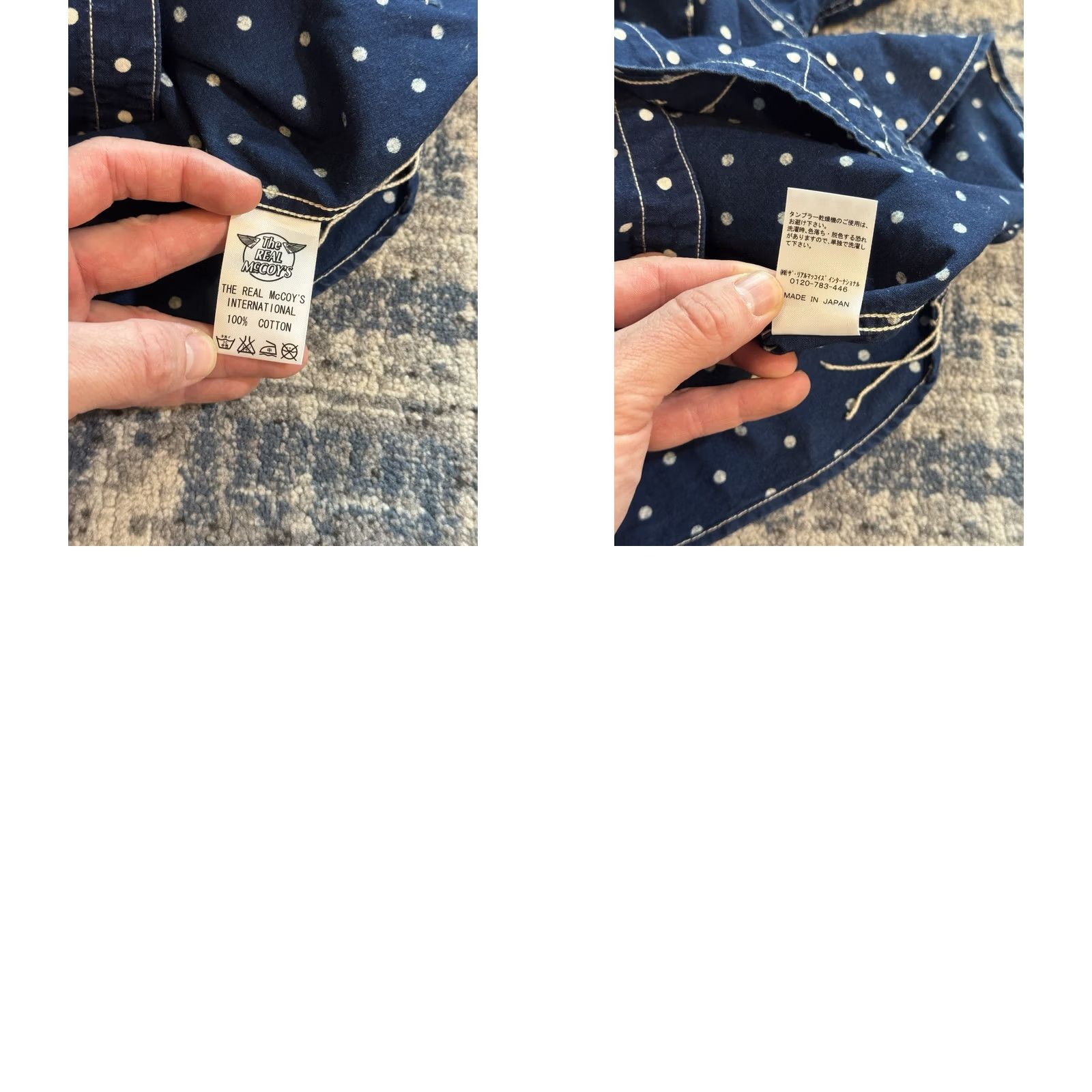 Vintage The Real McCoy’s Double Diamond Chin Strap Stifel Dot Pattern Work Shirt Size 14 Blue Cotton Polka Dot Long Sleeve Button-Up 20s 30s Mens Size US S / EU 44-46 / 1 - 8 Thumbnail