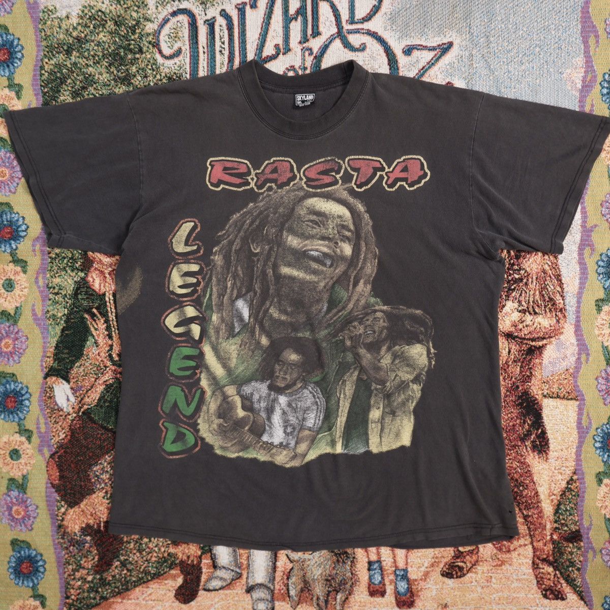 image of Rap Tees x Vintage Bob Marley Bootleg Feel Like Raptee in Black, Men's (Size 2XL)