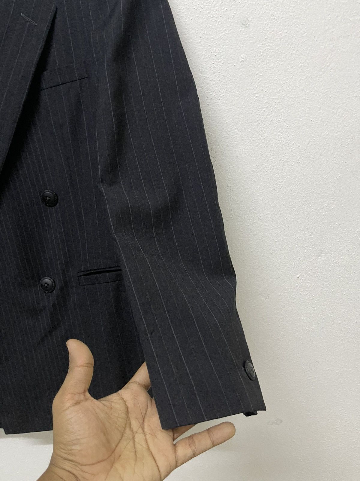 Versace 1990s GIANNI VERSACE PINSTRIPE BESPOKE BUTTON DOUBLE BREAST Size 50R - 7 Thumbnail
