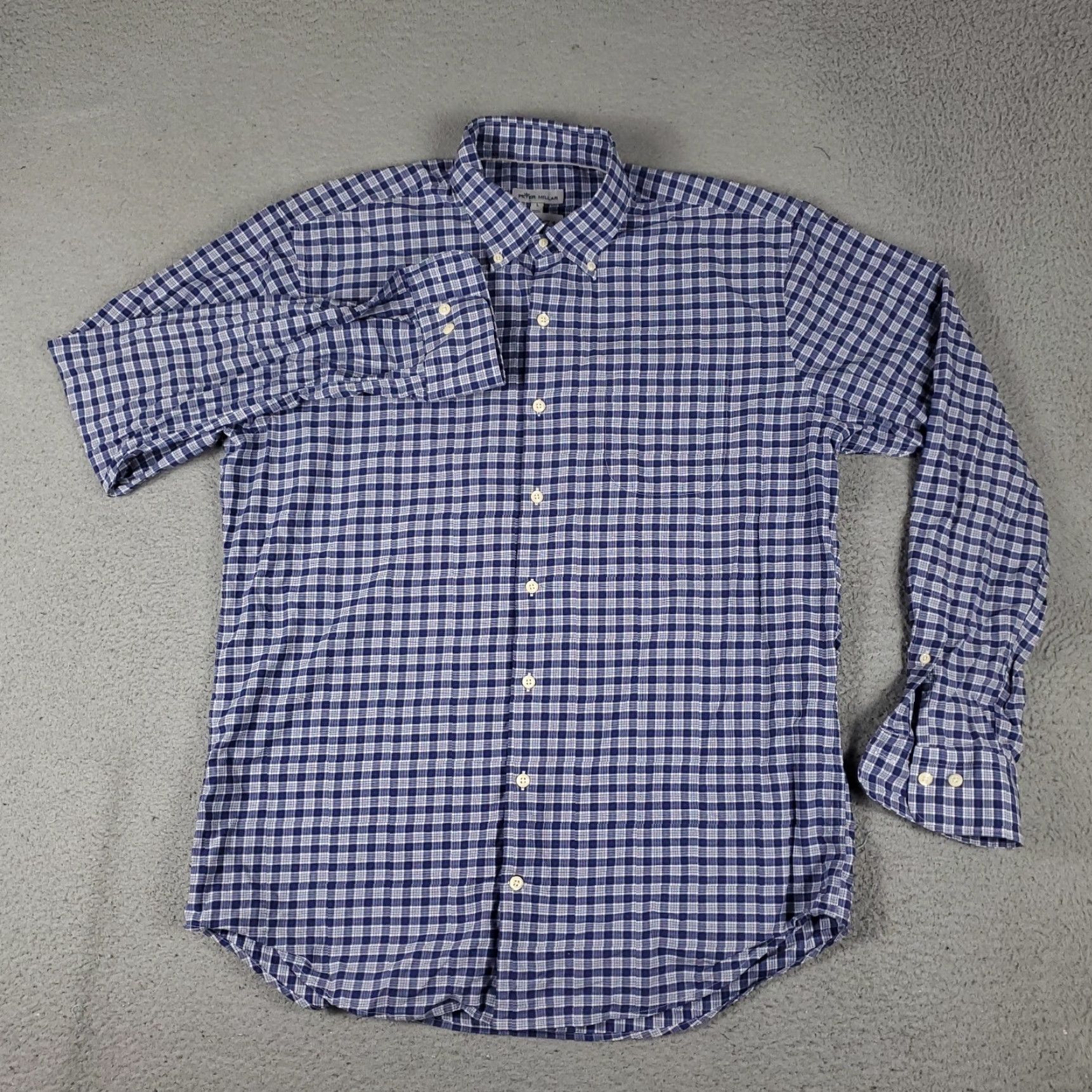 Peter Millar Peter Millar Shirt Mens Large Blue Plaid Casual Button-Up Long Sleeve Size US L / EU 52-54 / 3 - 2 Thumbnail