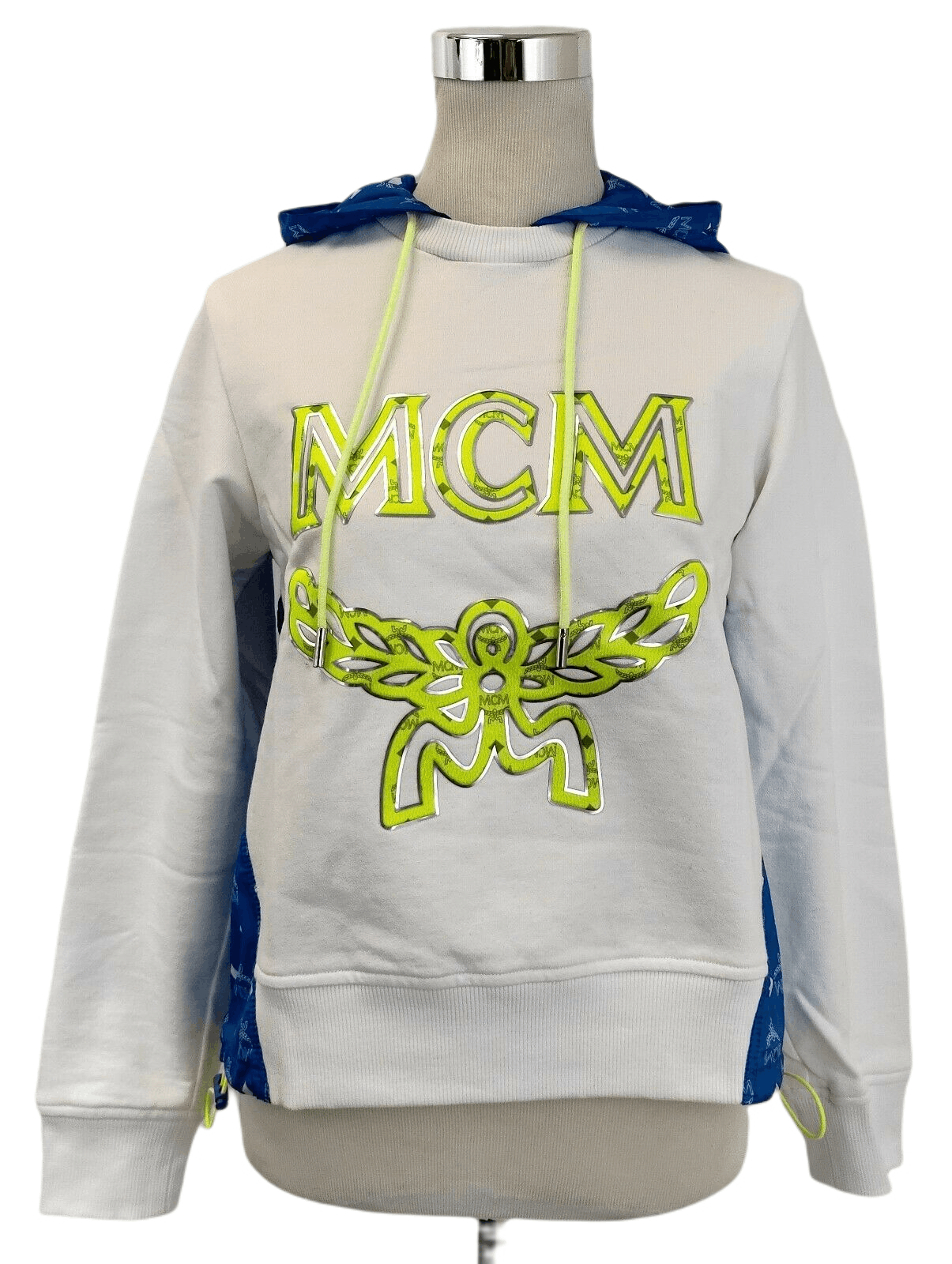 Women's White Cotton Sweatshirt with Nylon Back and Hood
