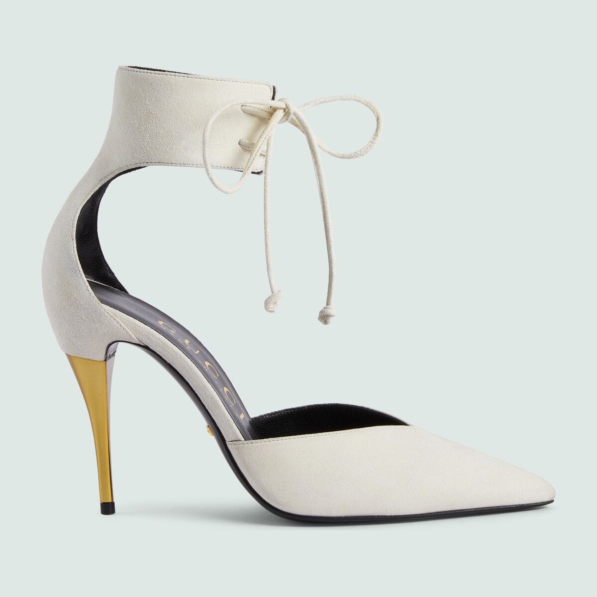 Gucci o1s1wg110225 Women's High Heel Pumps With Ankle Cuff White Size US 11 / IT 41 - 1 Thumbnail