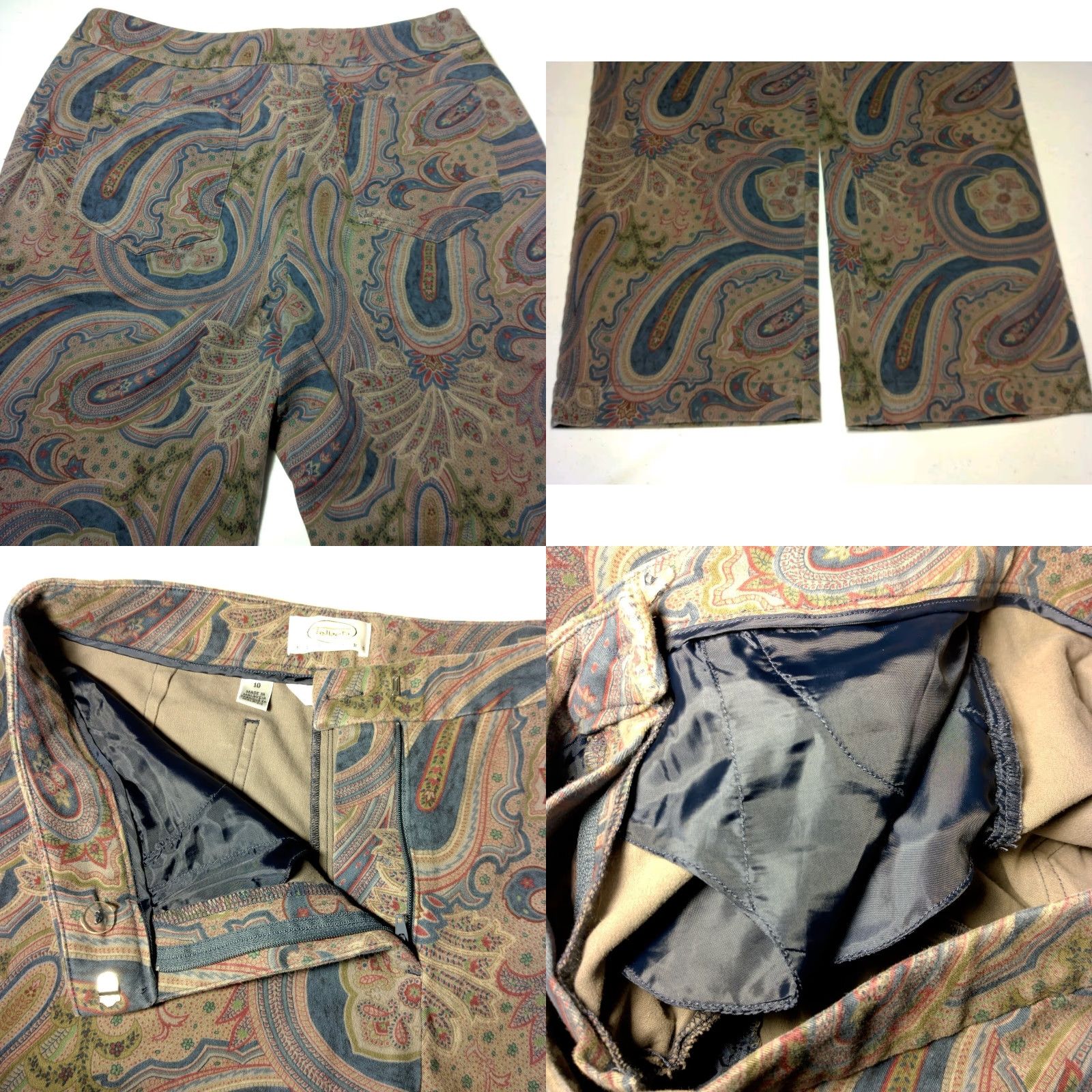 Talbots VINTAGE Talbots Petites Paisley Pants Size 10 P Chinos Brown Navy Blue Preppy Casual Business Women's Pants Size 32" / US 10 / IT 46 - 8 Thumbnail