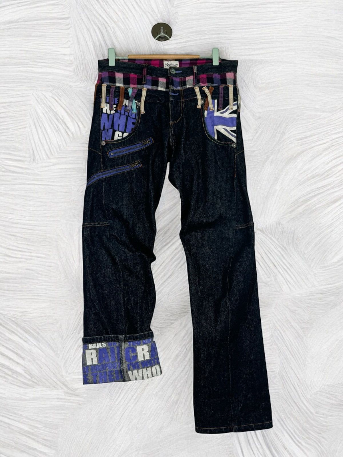 Hysteric Glamour × Japanese Brand NYLAUS CLOTHING Plaid Tartans Junya Watanabe Denim Jeans Size US 31 - 1 Thumbnail