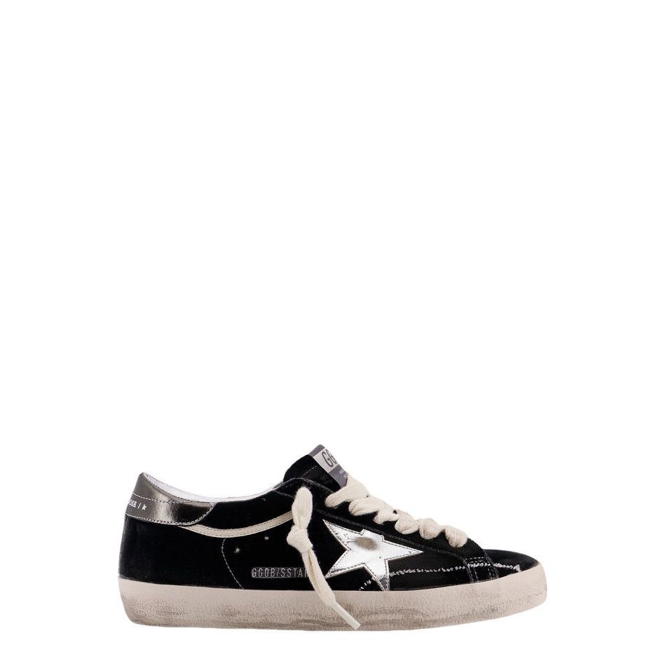 GOLDEN GOOSE Super-Star Men's Black/Silver Sneakers New & Au