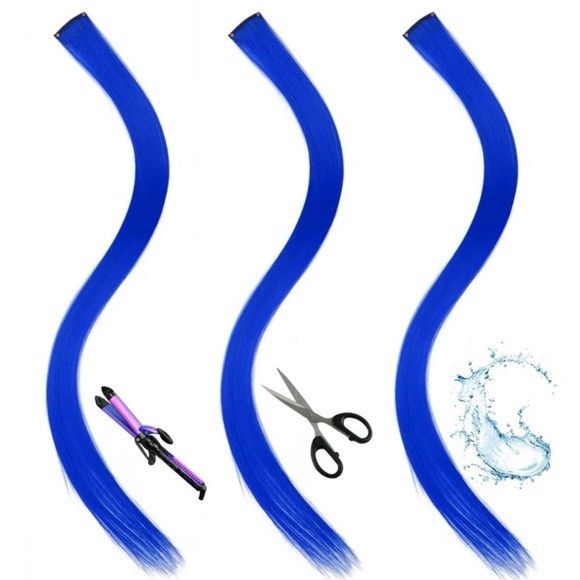 Other 5 Pcs 20 Inches Royal Blue Synthetic Hair Extensions Size ONE SIZE - 3 Thumbnail