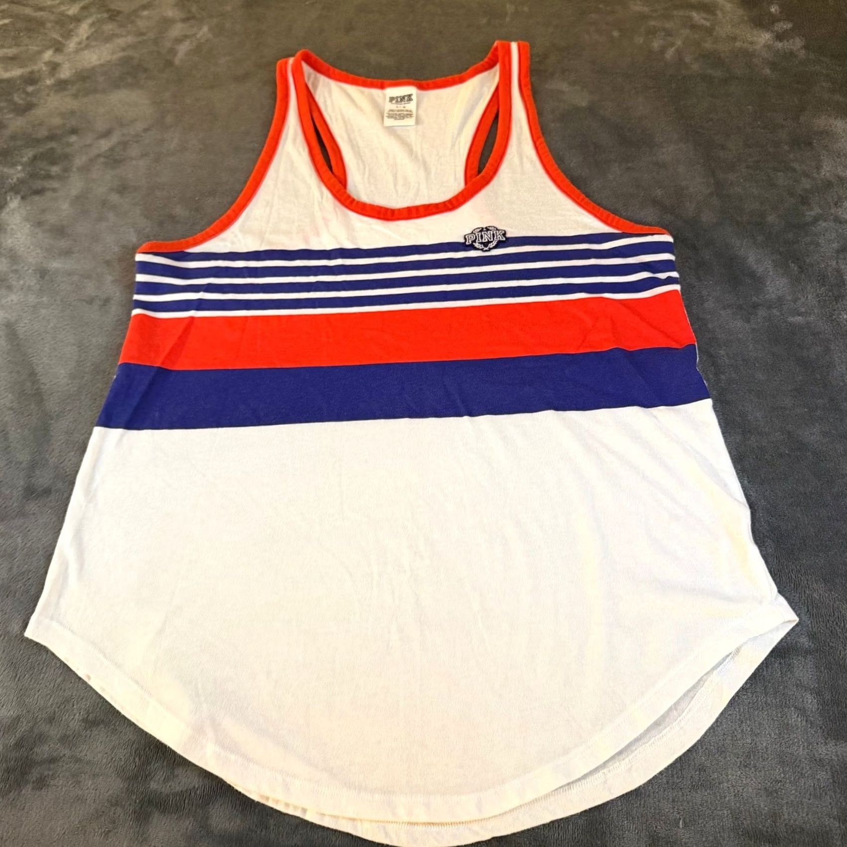 Vintage PINK Victoria's Secret Tank Top Racerback Striped Red White Blue Womens Large Size L / US 10 / IT 46 - 2 Thumbnail