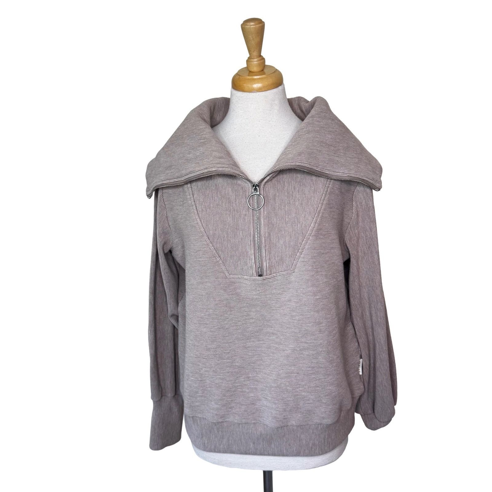 Varley VARLEY Vine Half-Zip Pullover Taupe Marl Ottomon VAR00485 Size S / US 4 / IT 40 - 2 Thumbnail