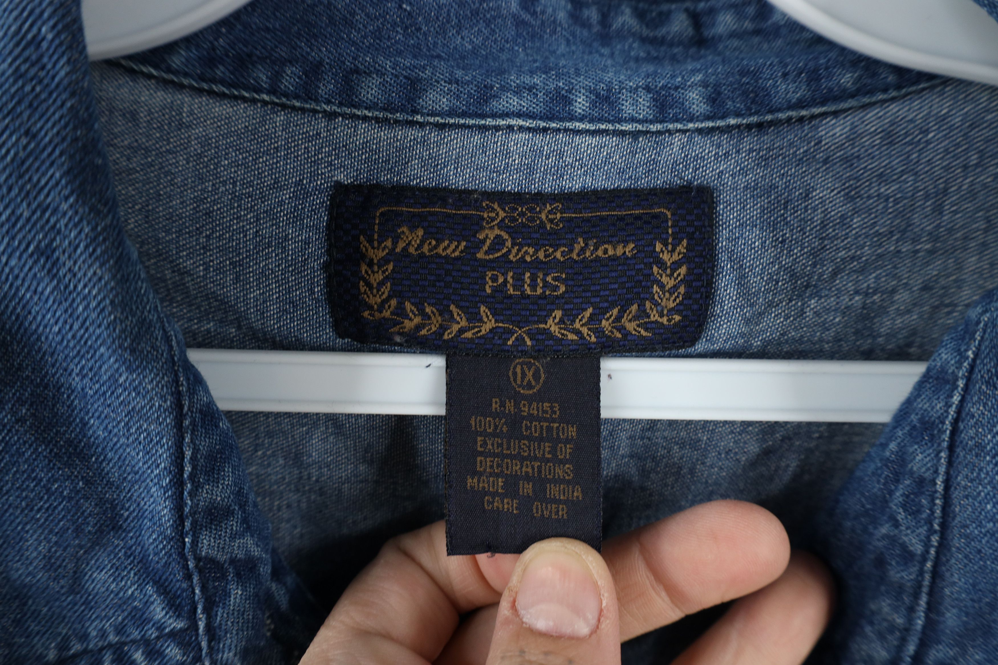 Vintage Vintage 90s Streetwear Flower Denim Jean Button Shirt Size XL / US 12-14 / IT 48-50 - 9 Thumbnail