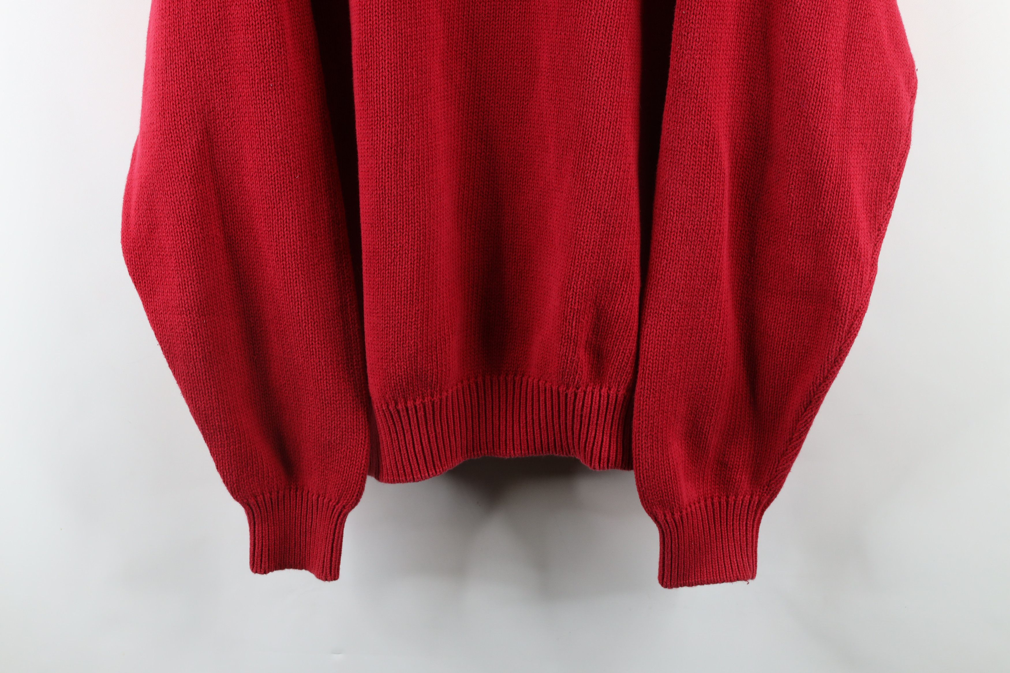 Vintage Vintage 90s Streetwear Blank Cotton Ribbed Knit Sweater Red Size US XL / EU 56 / 4 - 3 Thumbnail