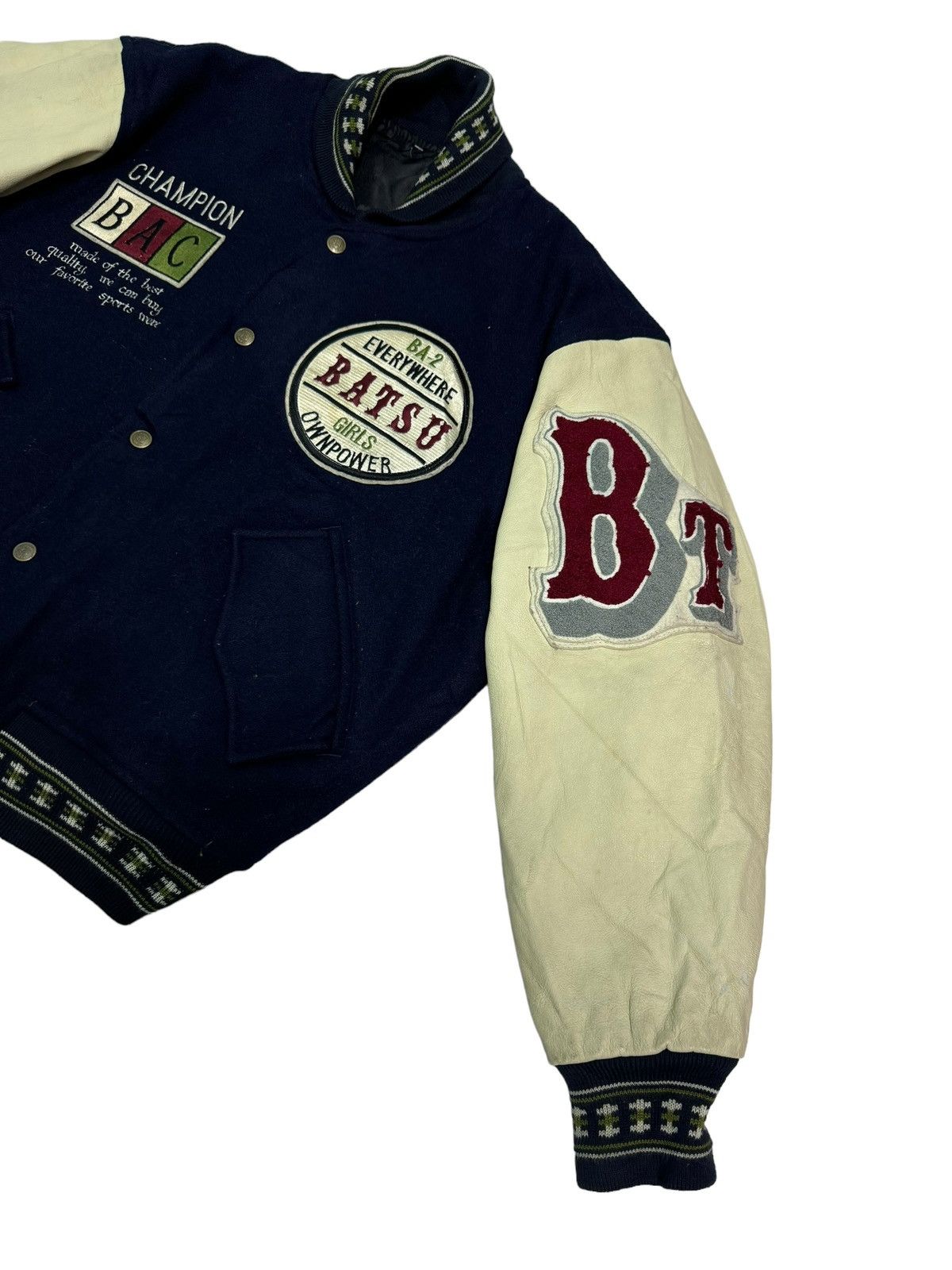 Japanese Brand Vintage Project Future Bat-Su Varsity Leather Jacket Size US L / EU 52-54 / 3 - 5 Thumbnail