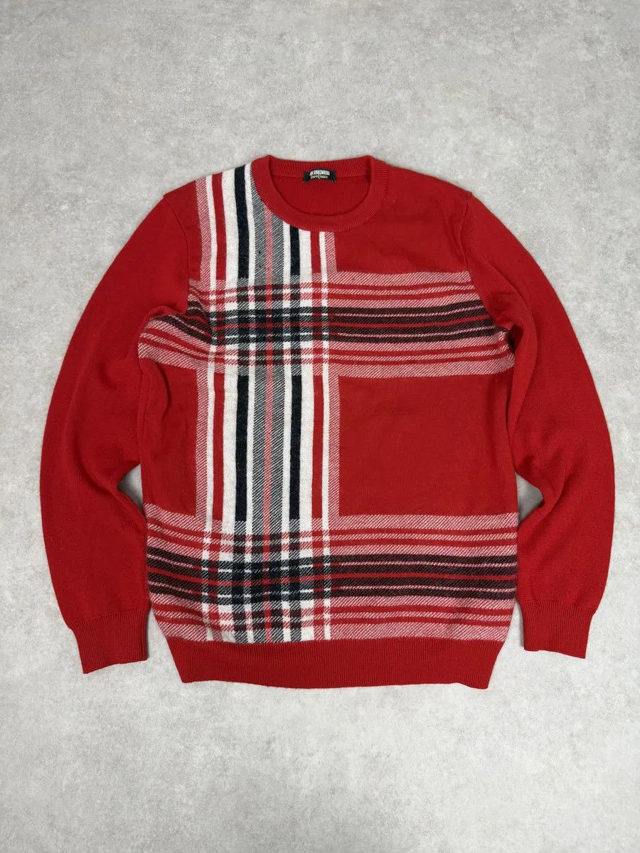 Dirk Bikkembergs Dirk Bikkembergs Red Wool Checkered Sweater Size US S / EU 44-46 / 1 - 1 Thumbnail