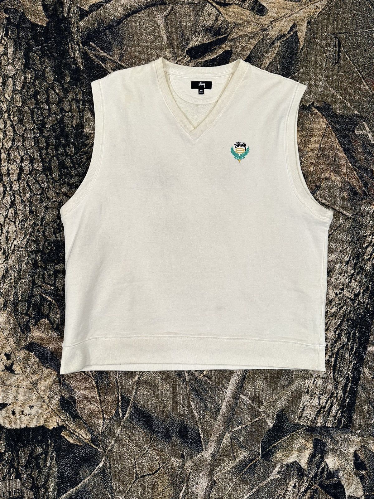 image of Stussy Fleece Vest ‘Bone’ in White, Men's (Size 2XL)