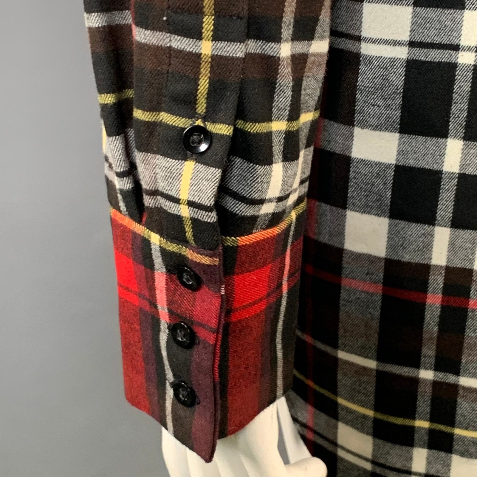 Alice + Olivia ALICE + OLIVIA Black Red Polyester Plaid Button Up Shirt Size L / US 10 / IT 46 - 5 Thumbnail