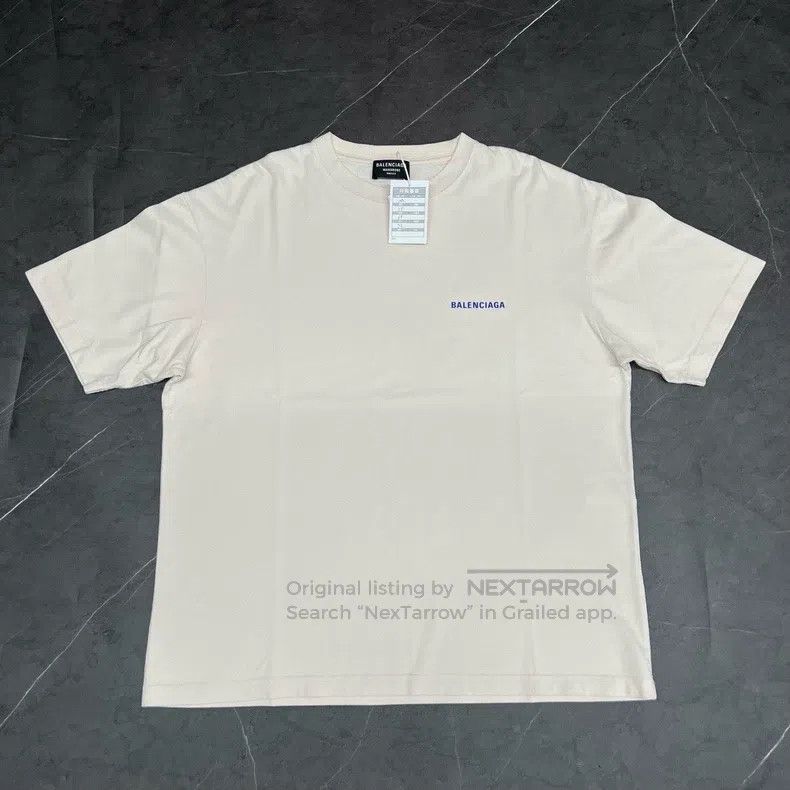 Balenciaga Balenciaga Front and Back Embroidered Logo Beige Short Sle Size US M / EU 48-50 / 2 - 1 Thumbnail