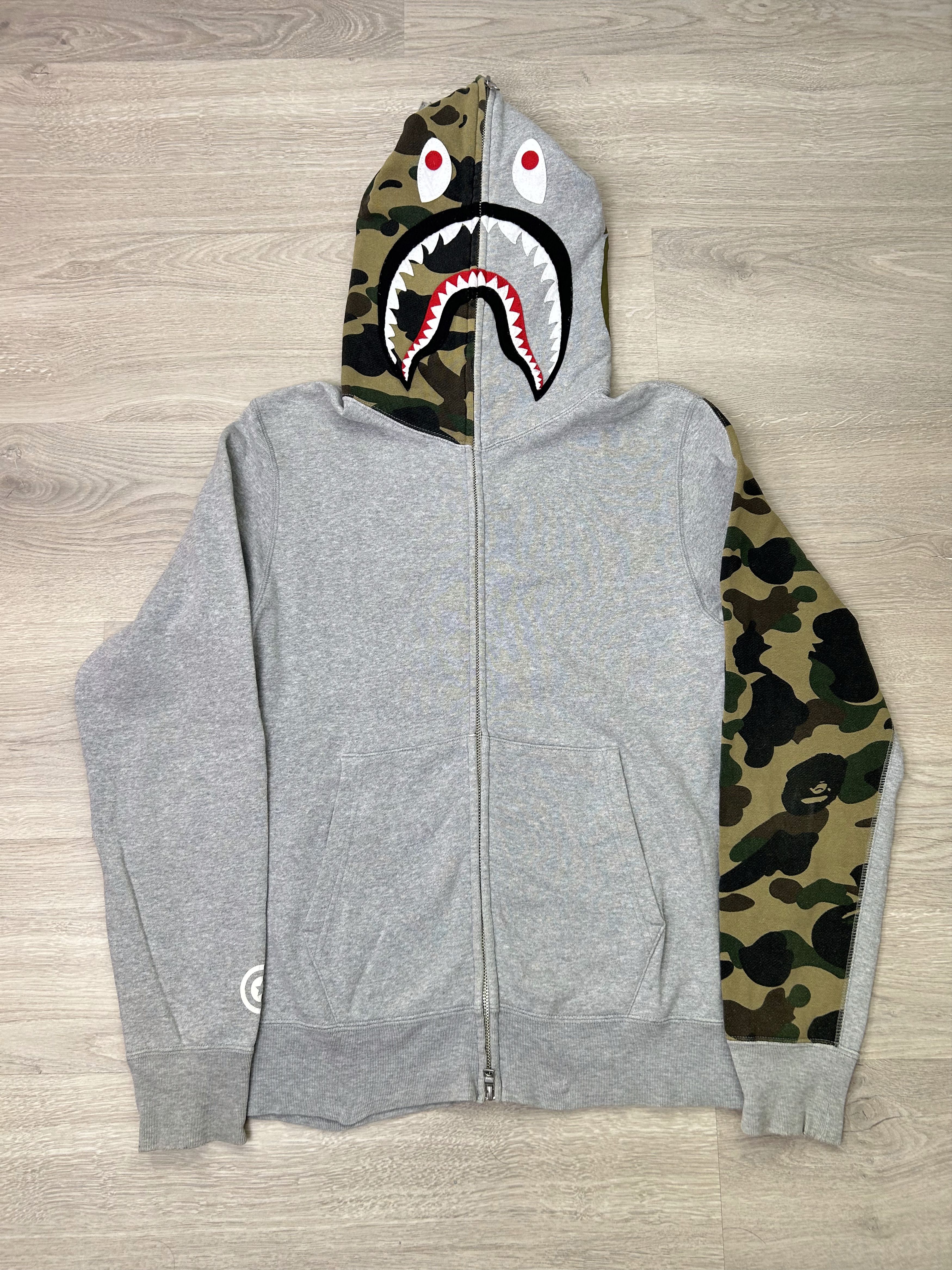 Bape BAPE Grey x 1st Camo Shark Full Zip Hoodie [Size M] Size US M / EU 48-50 / 2 - 1 Thumbnail