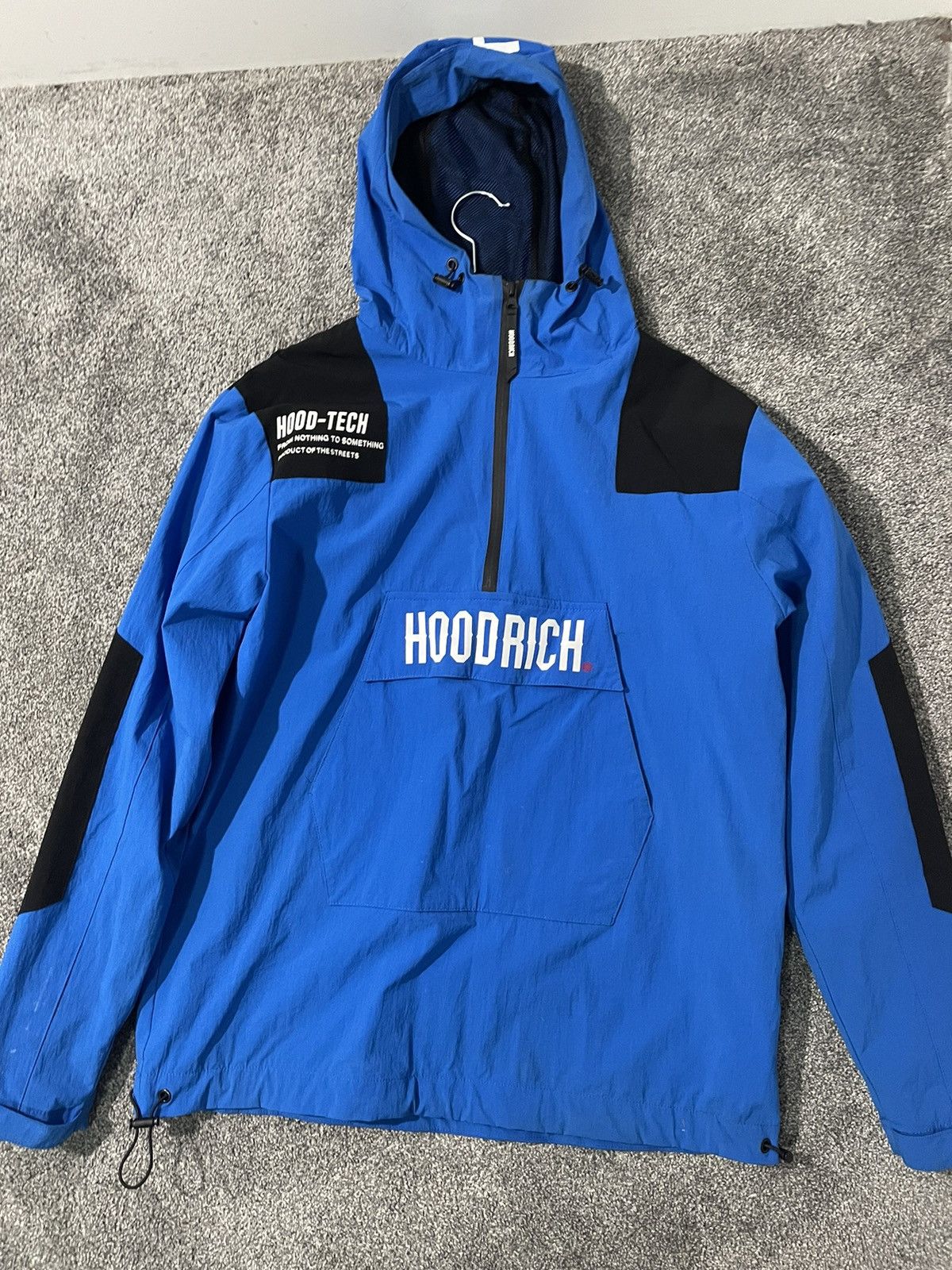 image of Hood Rich Piece Of Shit x Trapstar London Hoodrich Windbreaker in Blue, Men's (Size Medium)