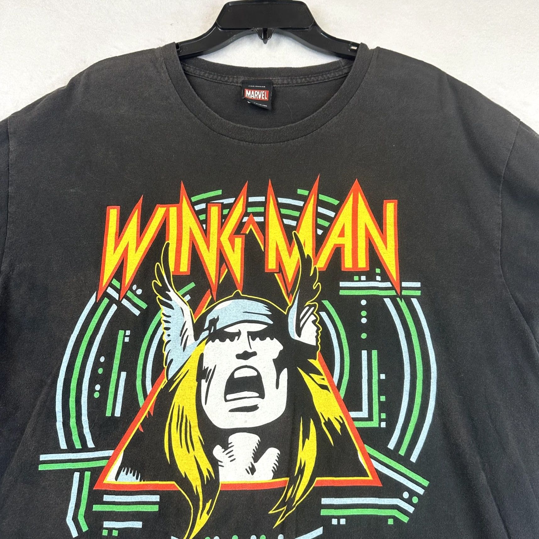 Vintage Marvel Thor Wing Man Shirt Mens XL Black Graphic T-Shirt Mad Engine Size US XL / EU 56 / 4 - 4 Thumbnail