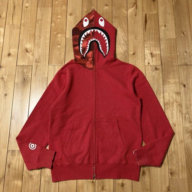 Bape BAPE Red x Red Camo Shark Full Zip Hoodie a bathing ape Size US M / EU 48-50 / 2 - 2 Thumbnail