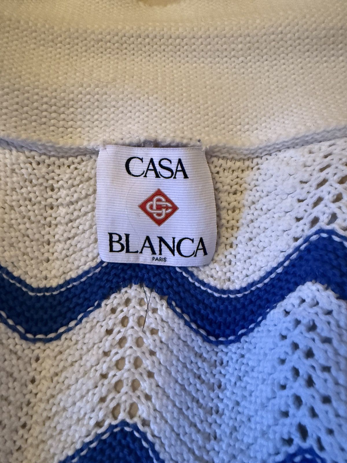 Casablanca Wave Crocheted Cotton Shirt (sz XL)