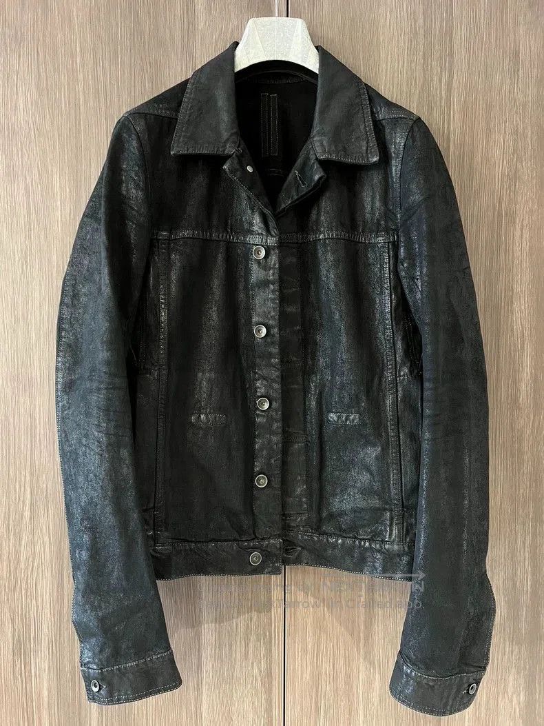 Rick Owens Rick Owens Exploded wax coated lapel denim jacket. Size US S / EU 44-46 / 1 - 3 Thumbnail