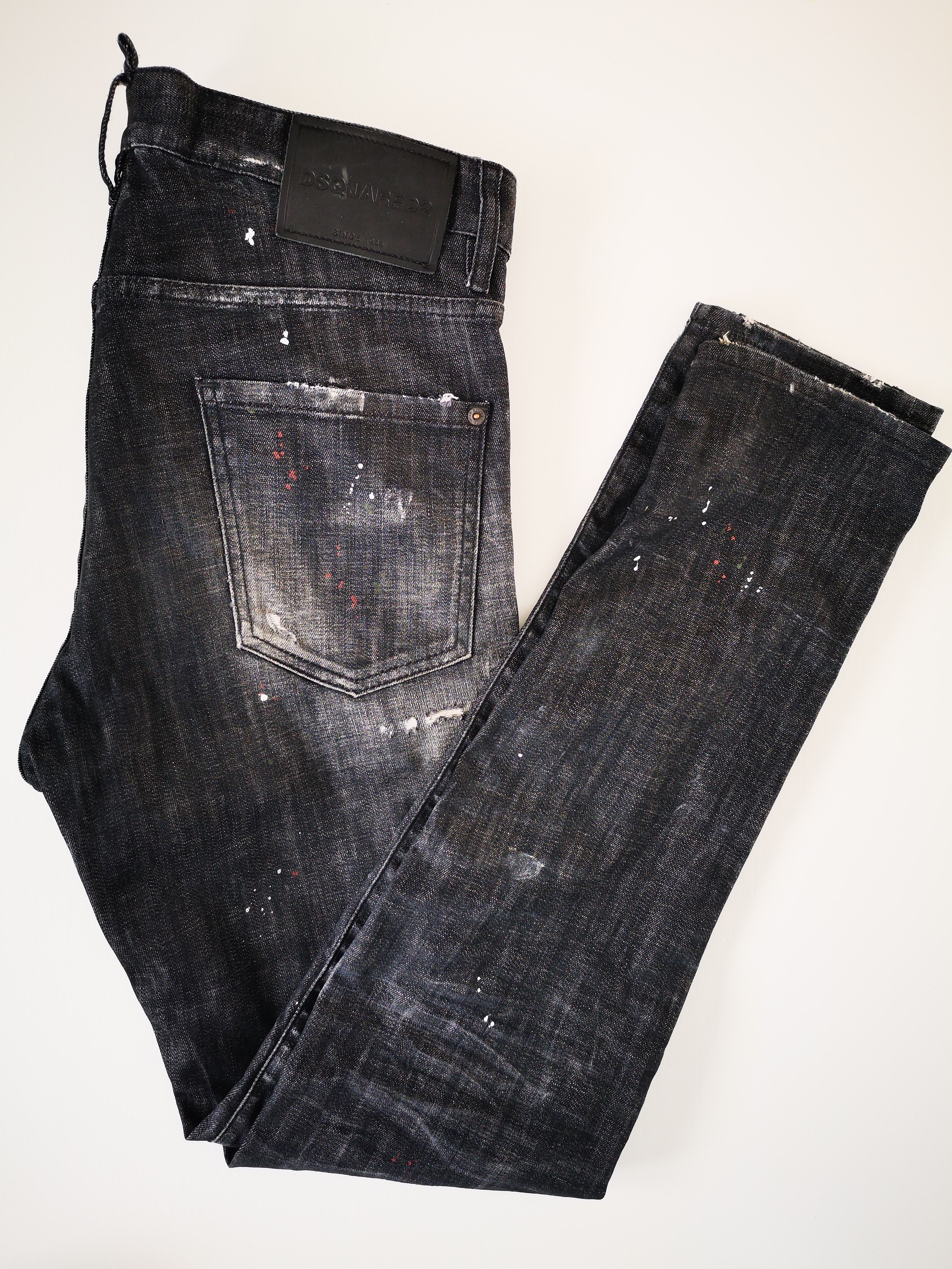 Dsquared2 DSQUARED2 24' BLACK USED DENIM PAINTED COOL GUY JEANS GR. 48 Size US 32 / EU 48 - 3 Thumbnail