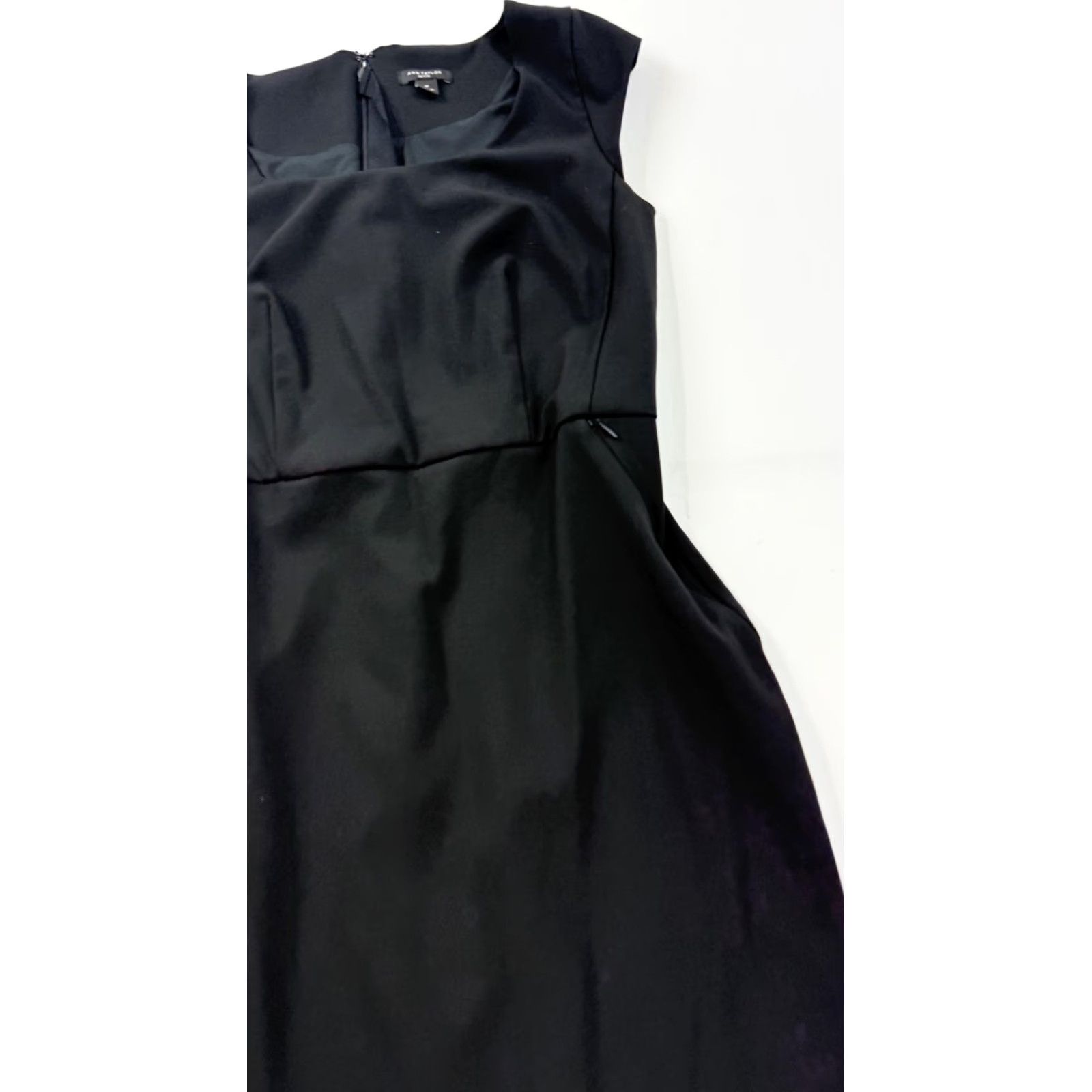 Ann Taylor Ann Taylor Dress Womens 2P Petite Black Cap Sleeve Square Neck Sheath Work LBD Size XS / US 0-2 / IT 36-38 - 2 Thumbnail
