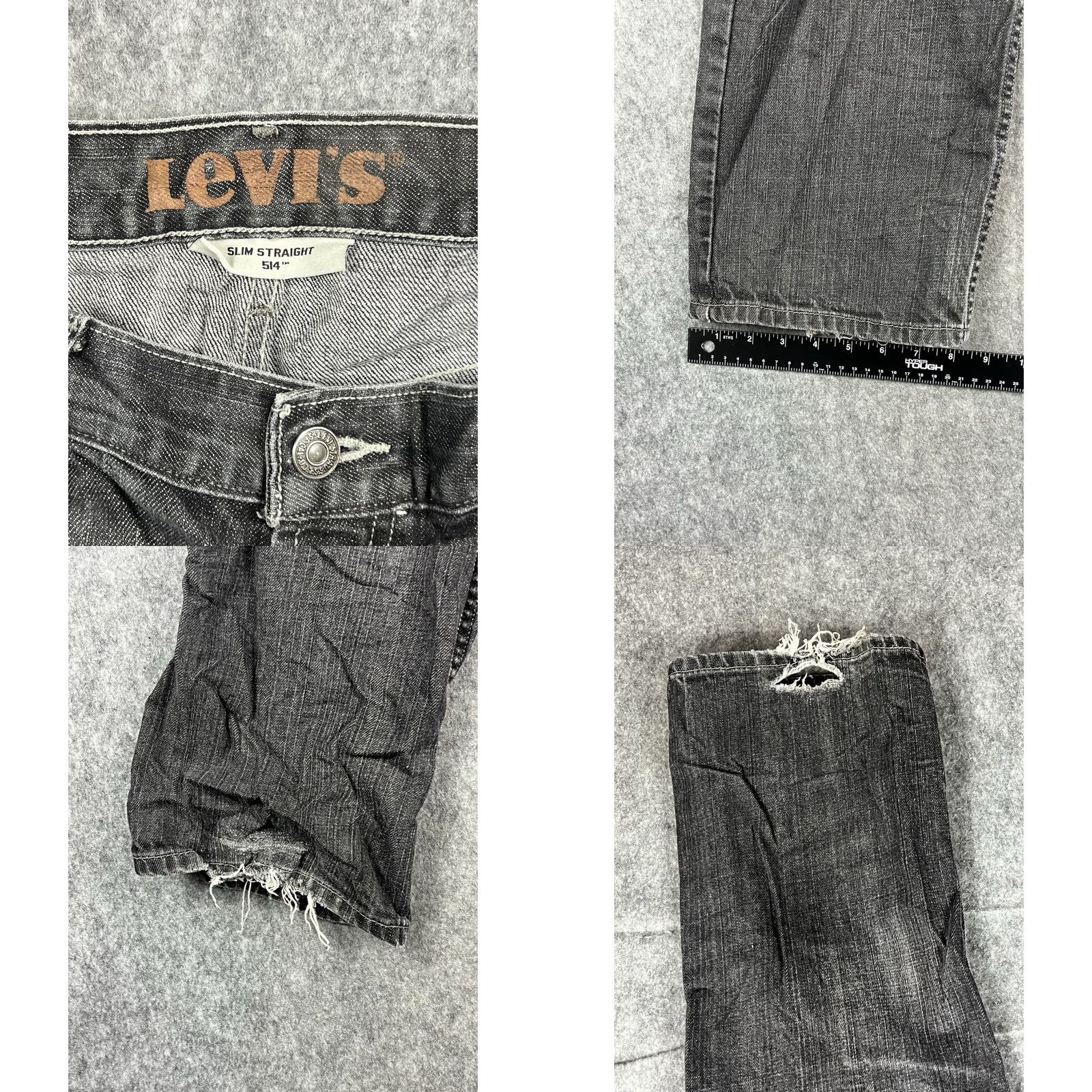 Levi's VINTAGE Levi's 514 Jeans Mens Black Slim Straight Leg Distressed 34x32 Regular Waist 34 Inseam 32 Pockets 5-Pocket Denim Cotton USA 500 Series Size US 34 / EU 50 - 8 Thumbnail