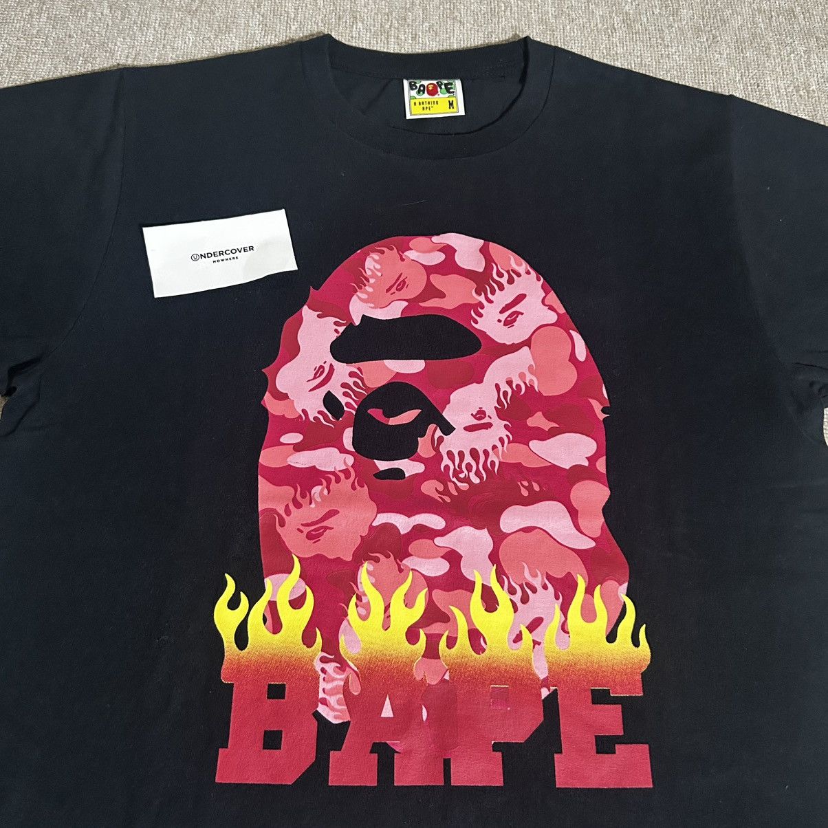 Bape Bape Ape Head Pink Flame Tee Size US M / EU 48-50 / 2 - 2 Thumbnail