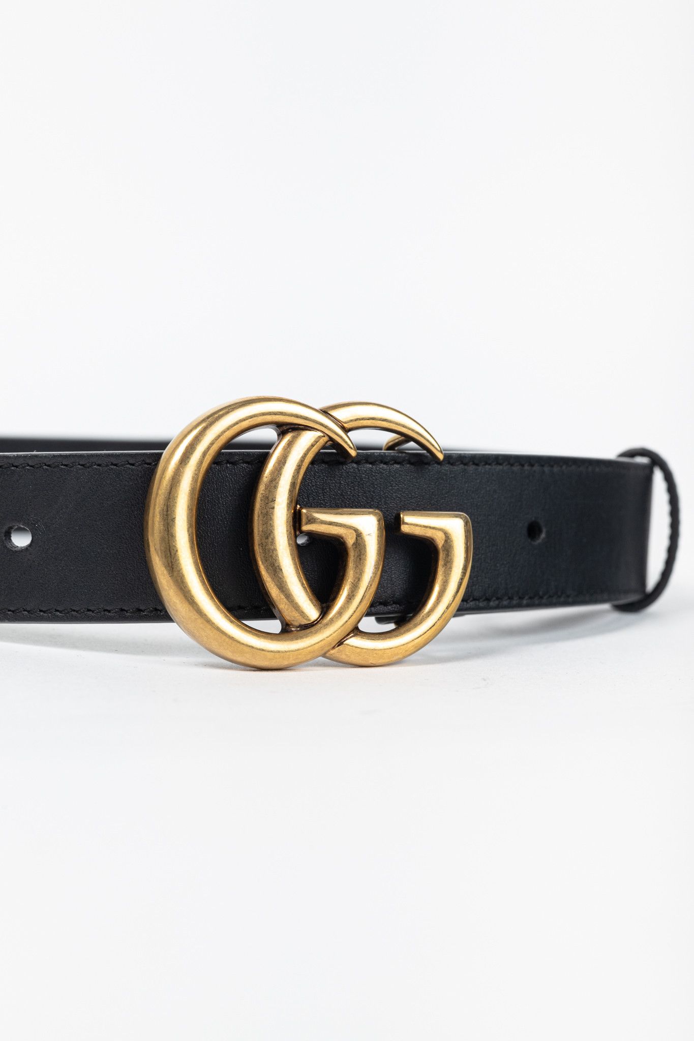 Gucci Gucci GG Marmont Black Leather Thin Belt Size 28 - 3 Thumbnail