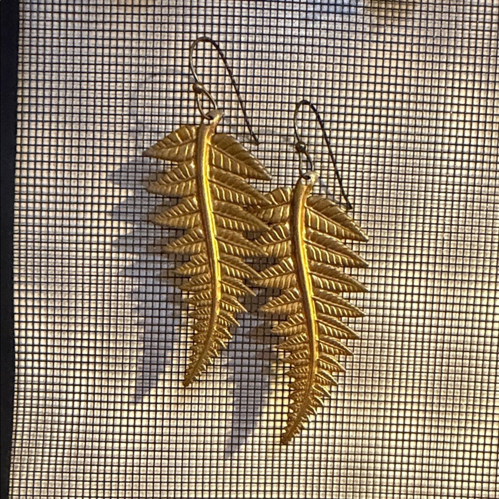 Handmade Gold Leaf Earrings Size ONE SIZE - 1 Thumbnail