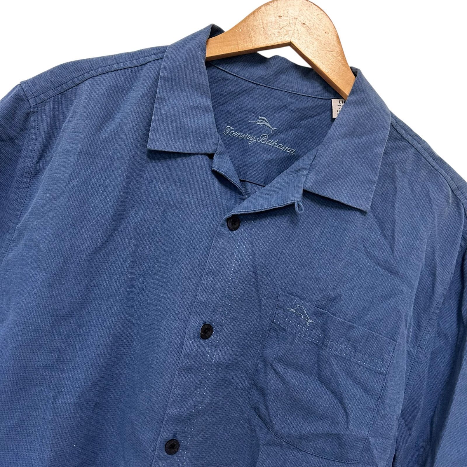 Tommy Bahama Tommy Bahama Blue Silk Blend Short Sleeve Button Down Sz L Size US L / EU 52-54 / 3 - 1 Thumbnail