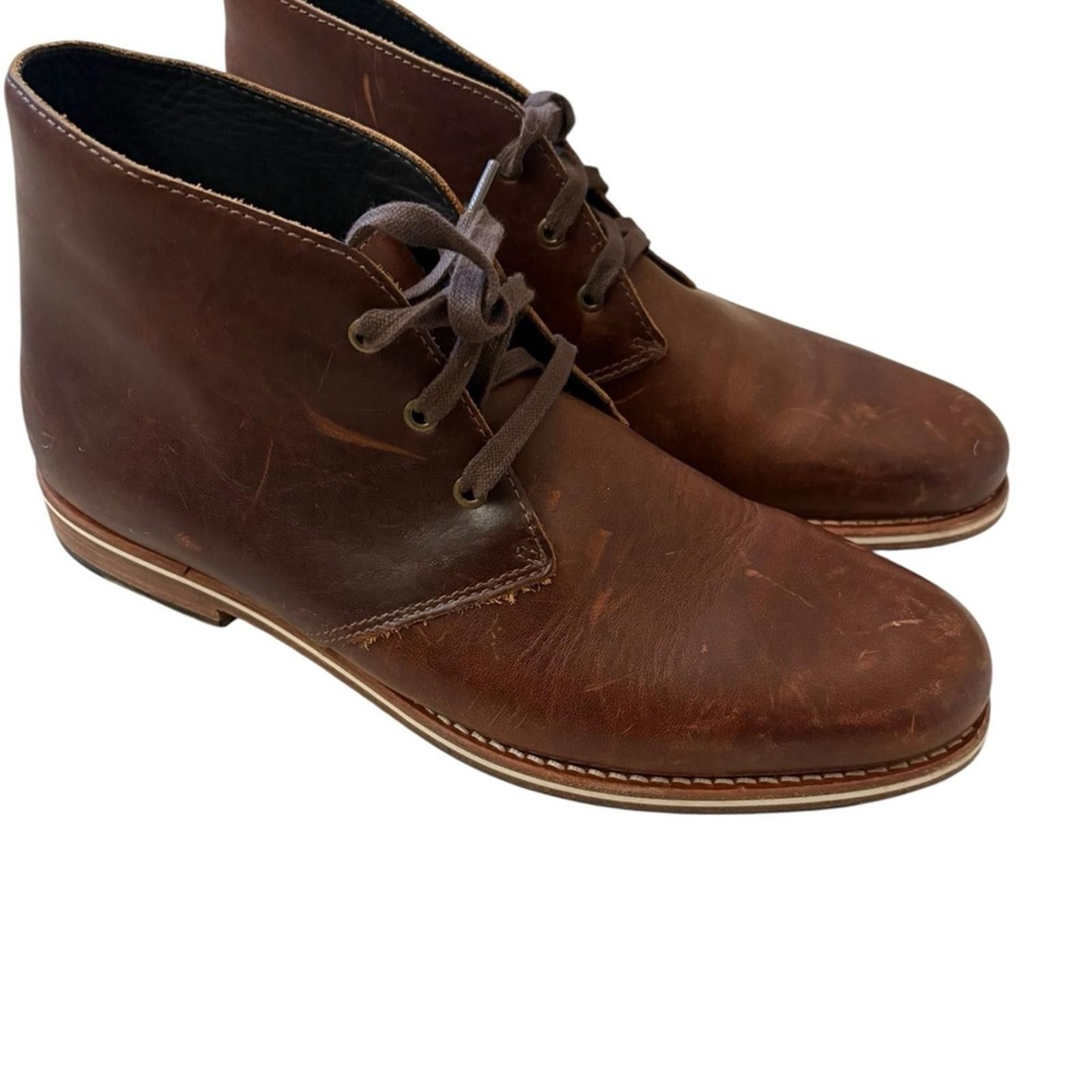 HELM Helm Declan Premium Leather Chukka Boots Rich Brown Size US 11.5 / EU 44-45 - 6 Thumbnail