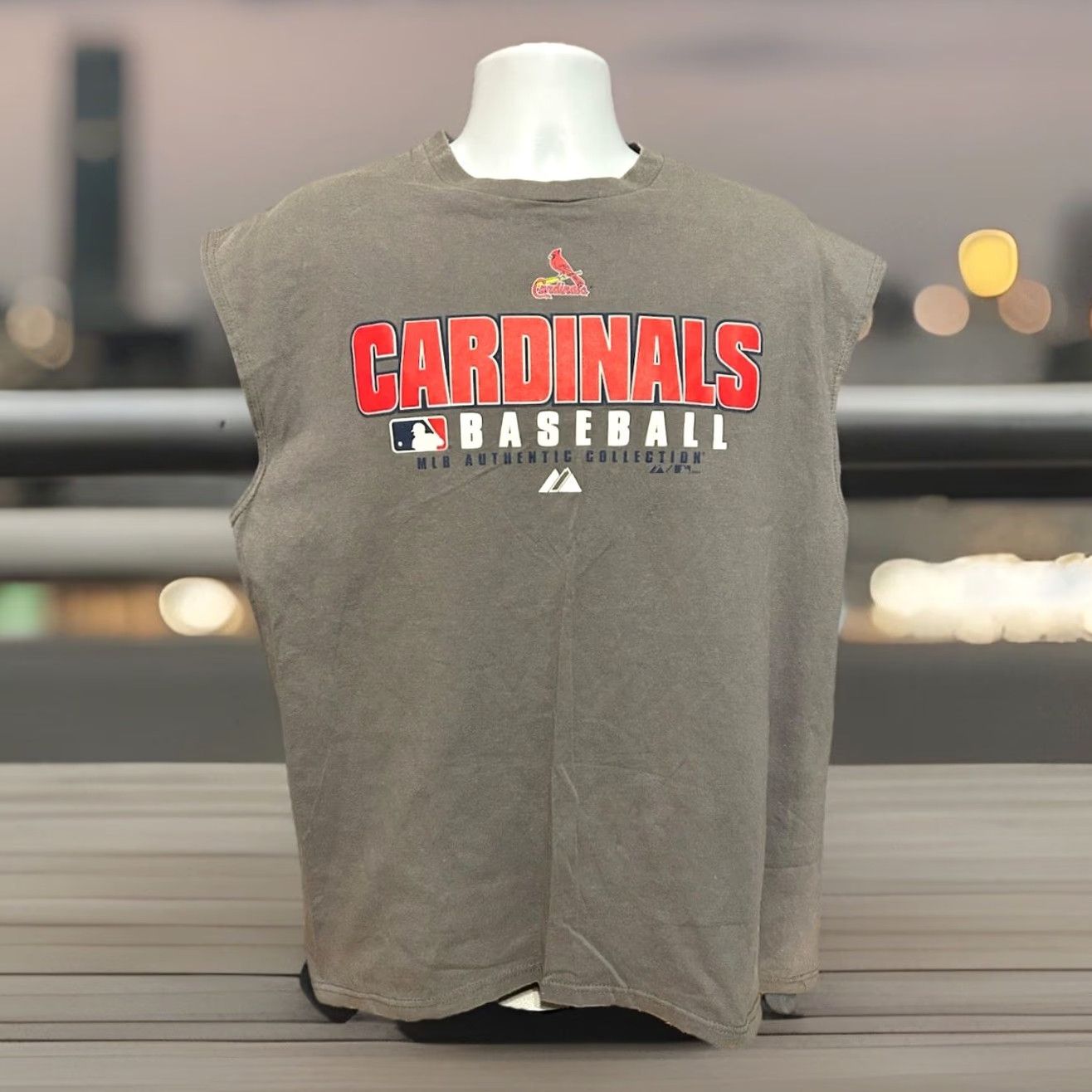 MLB St Louis Cardinals Tank Top Shirt Men XL Gray Majestic MLB Graphic Batting Crew Neck Sleeveless Activewear Size US XL / EU 56 / 4 - 4 Thumbnail