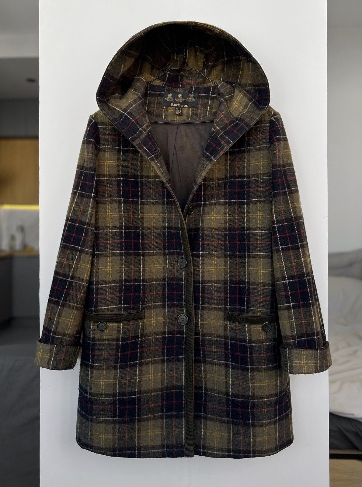Barbour Barbour Wool Blend Heavy Coat Tartan Plaid Hood Size US M / EU 48-50 / 2 - 2 Thumbnail