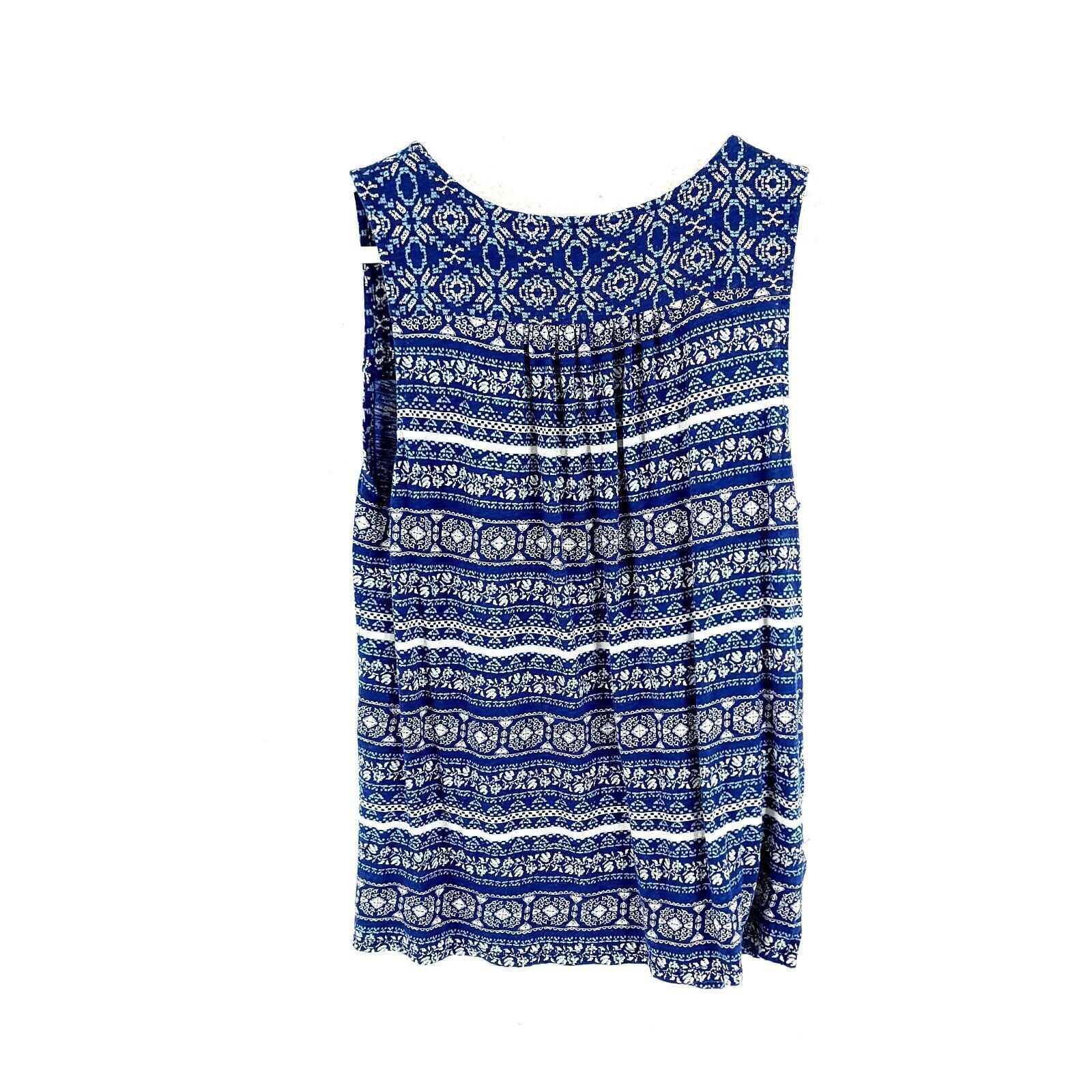 Lucky Brand Lucky Brand Blue Geometric Small V-Neck Blouse Sleeveless Size S / US 4 / IT 40 - 3 Thumbnail
