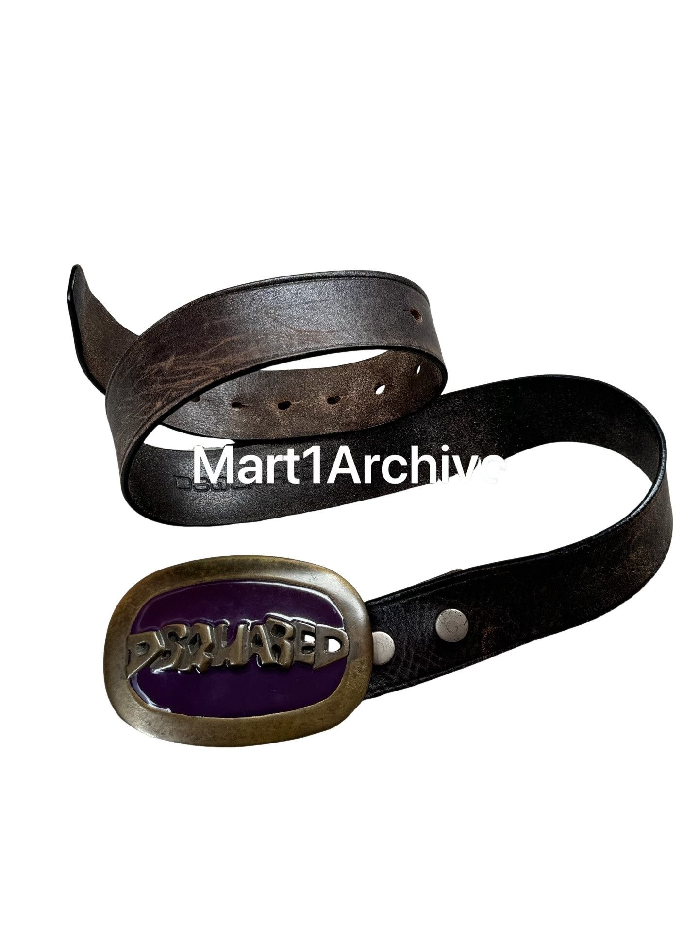 Dsquared2 Dsquared2 Purple Brass Buckle Leather Belt ONE SIZE Size ONE SIZE - 1 Thumbnail