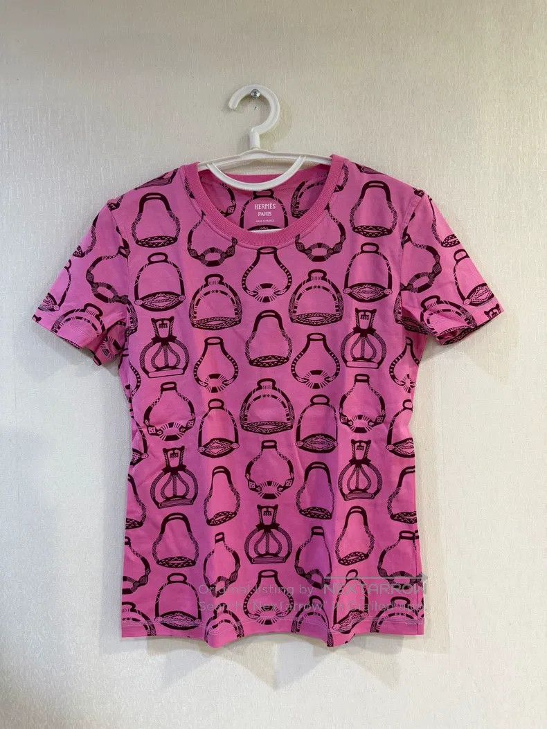 Hermes Hermes Pink Print Short Sleeve Size XS / US 0-2 / IT 36-38 - 1 Thumbnail